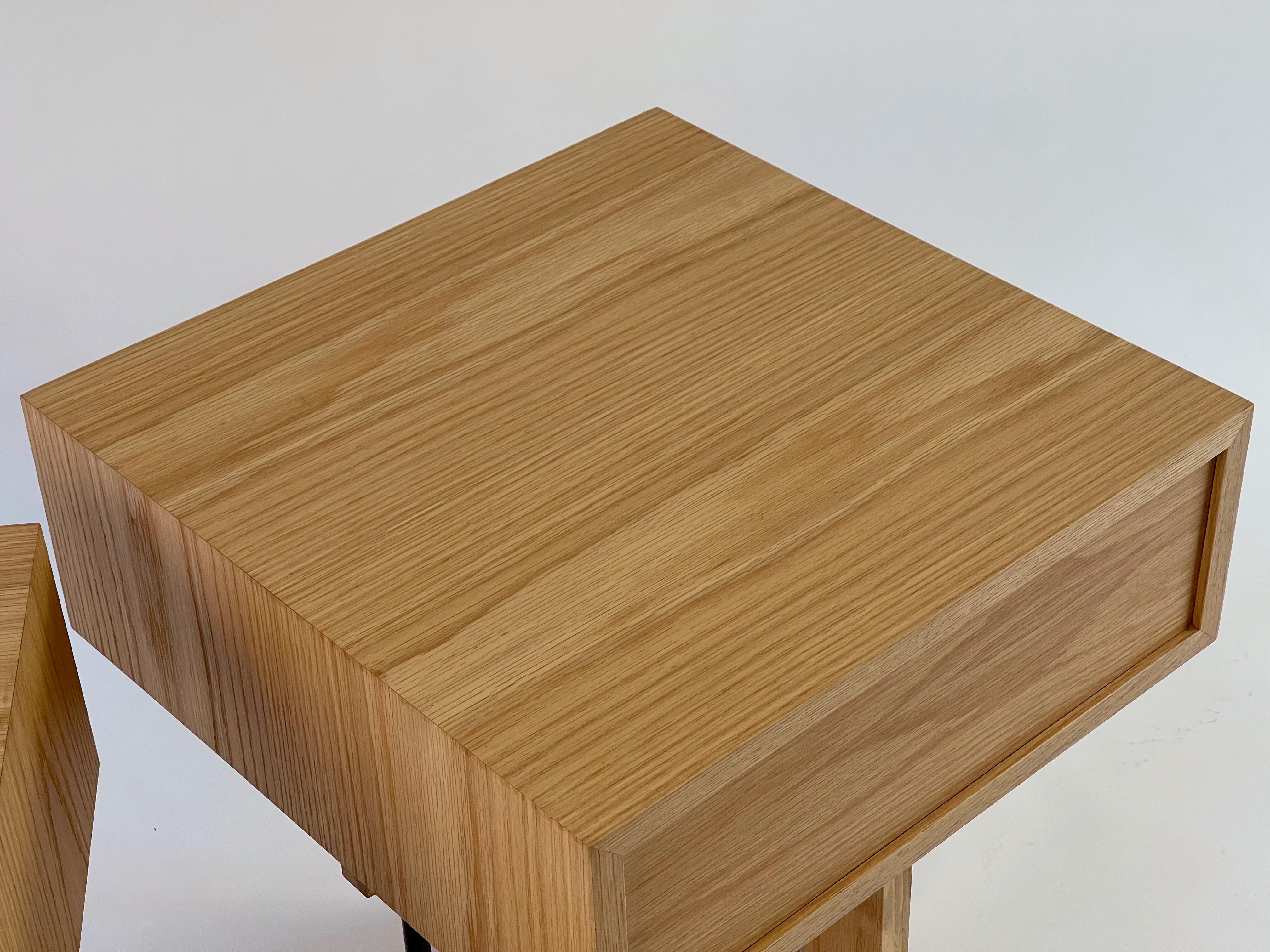 Set of Elm Branch Bedside Tables by Chris Lehrecke with Bronze Mushroom Handles For Sale 11