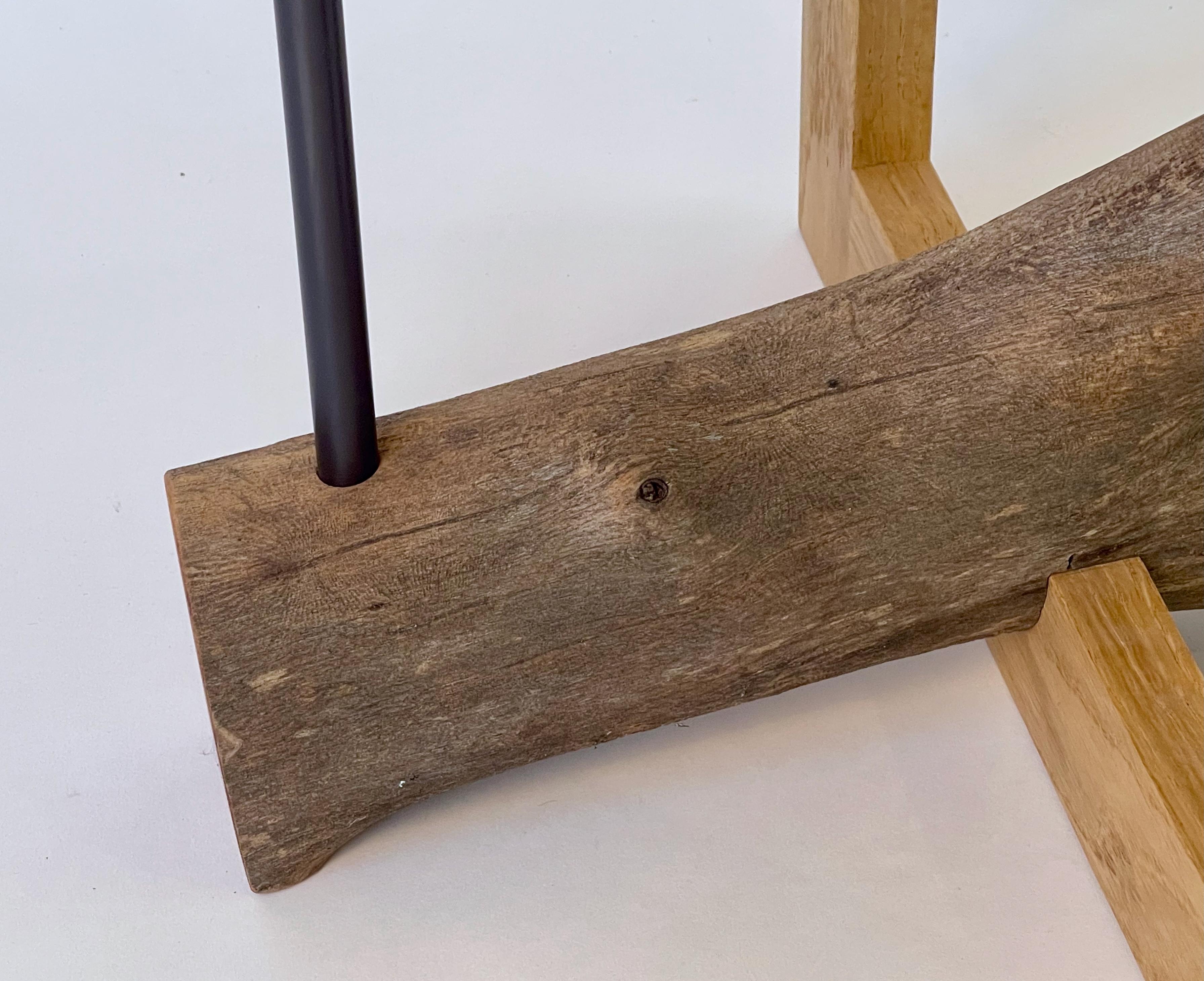 Contemporary Set of Elm Branch Bedside Tables by Chris Lehrecke with Bronze Mushroom Handles For Sale