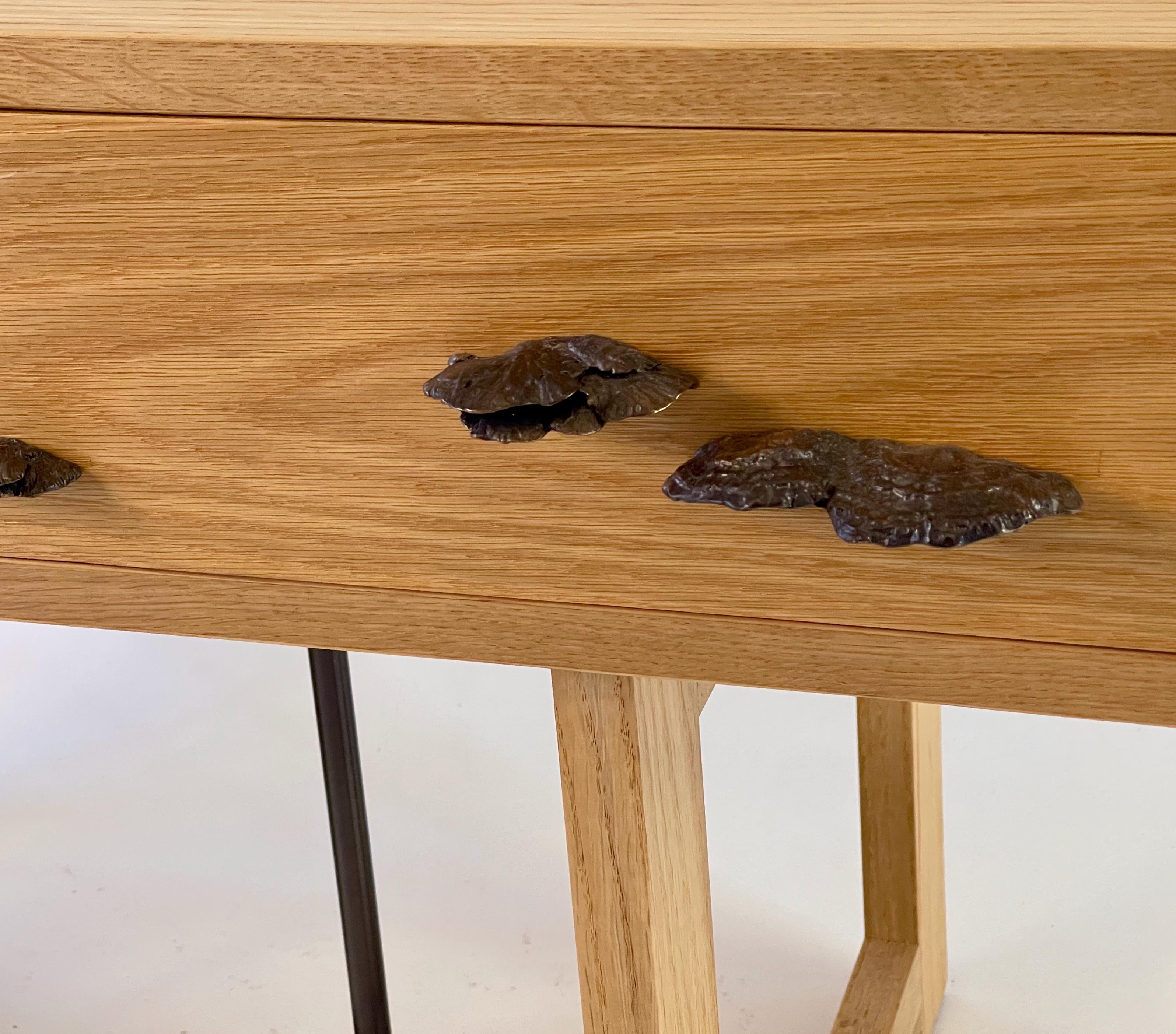 Set of Elm Branch Bedside Tables by Chris Lehrecke with Bronze Mushroom Handles For Sale 1