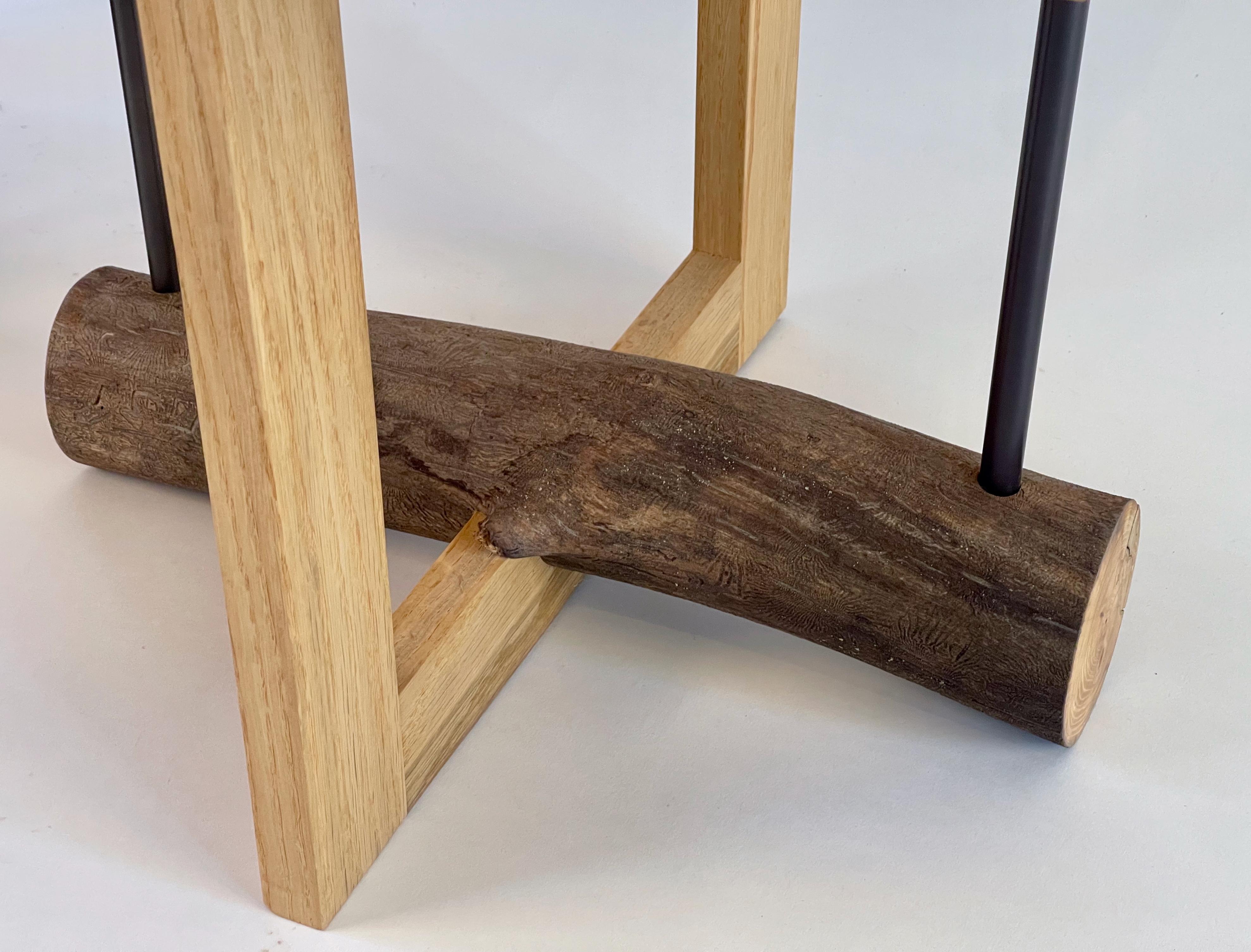 Set of Elm Branch Bedside Tables by Chris Lehrecke with Bronze Mushroom Handles For Sale 2