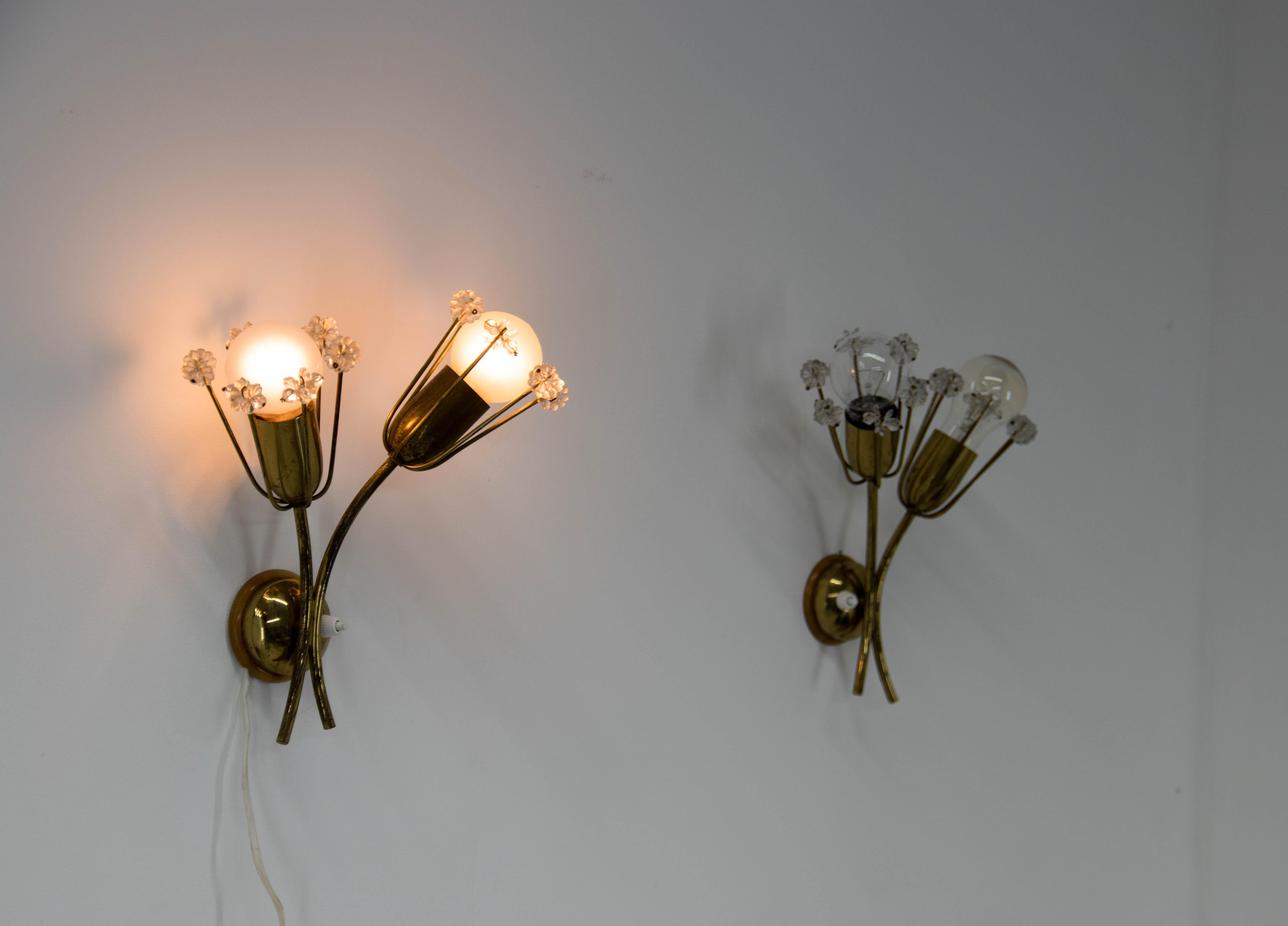 Austrian Set of Emil Stejnar Chandelier and Two Wall Lamps, Austria, 1950s For Sale