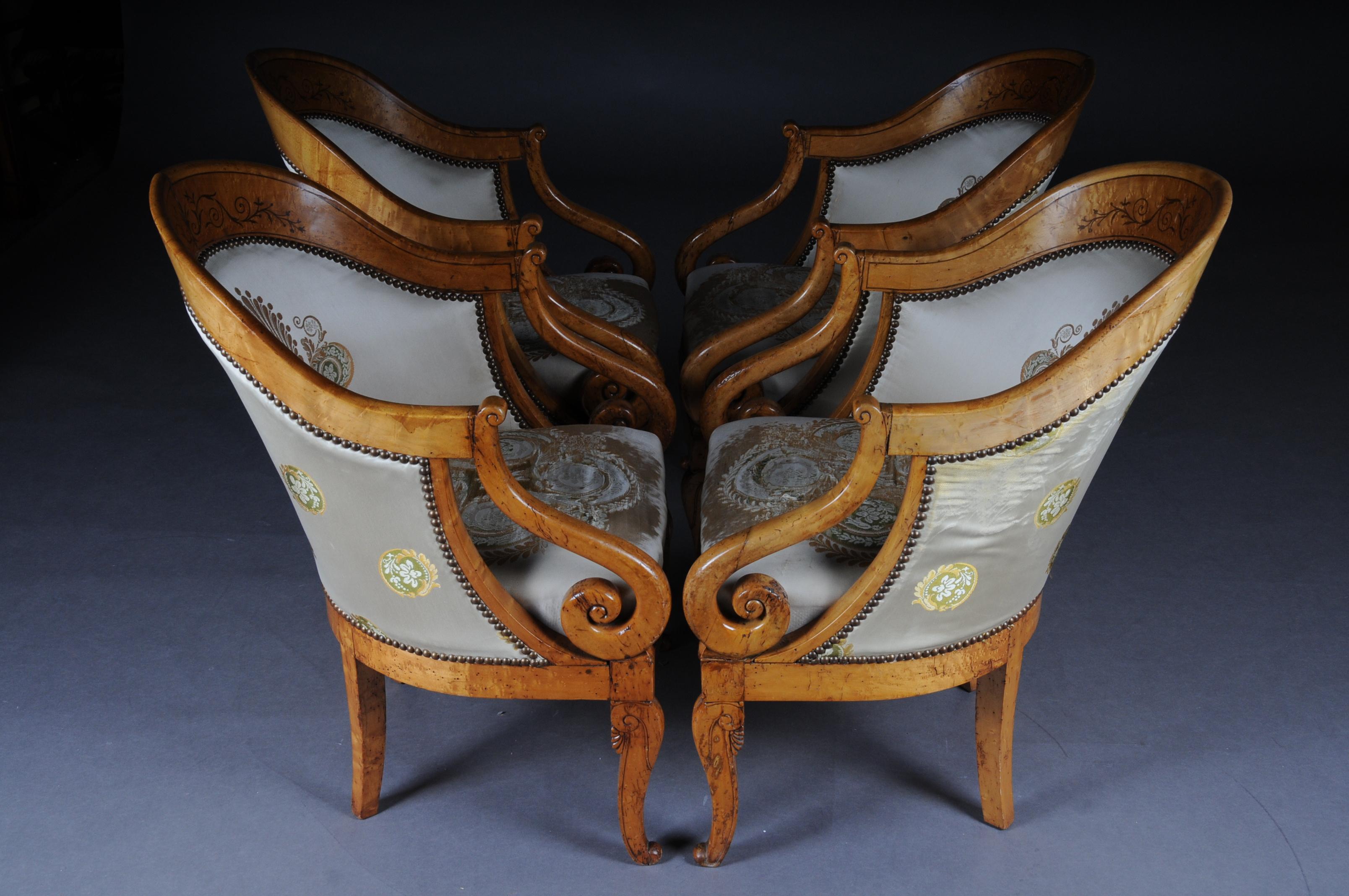 Set of Empire Armchairs / Chairs, Maple Wood, Paris, 1825 For Sale 4