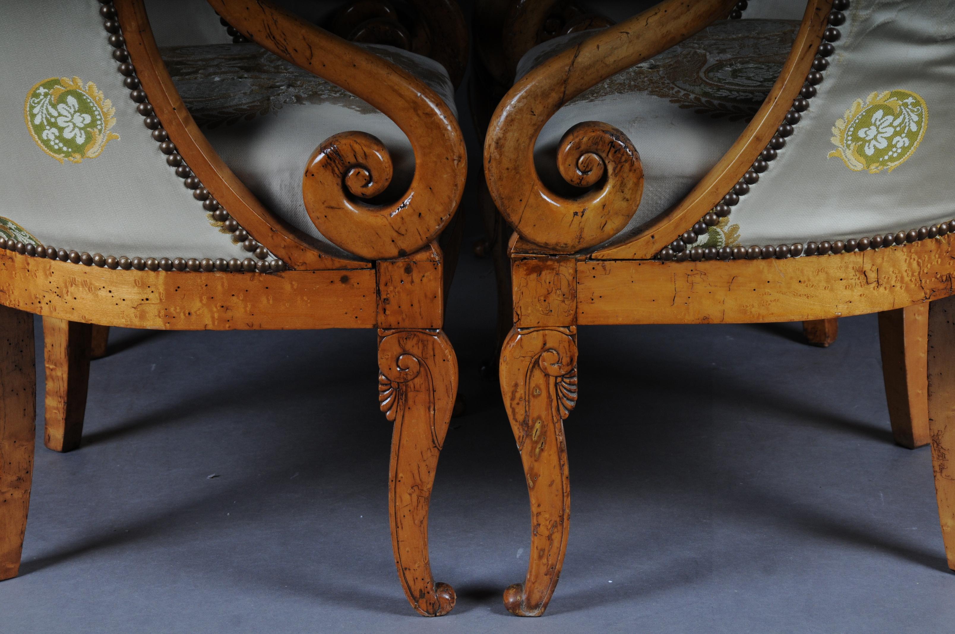 Set of Empire Armchairs / Chairs, Maple Wood, Paris, 1825 For Sale 5