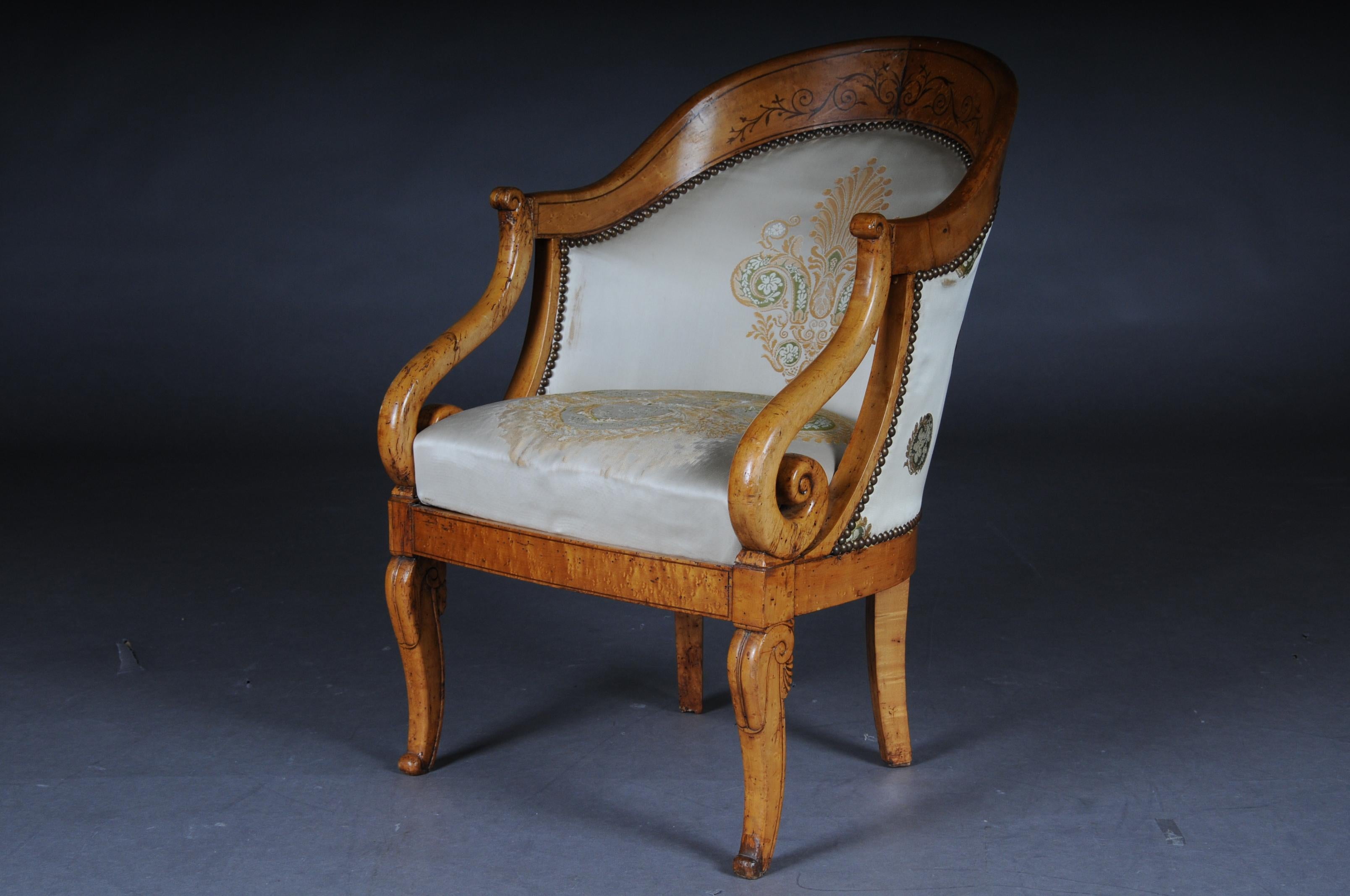 Set of Empire Armchairs / Chairs, Maple Wood, Paris, 1825 For Sale 7