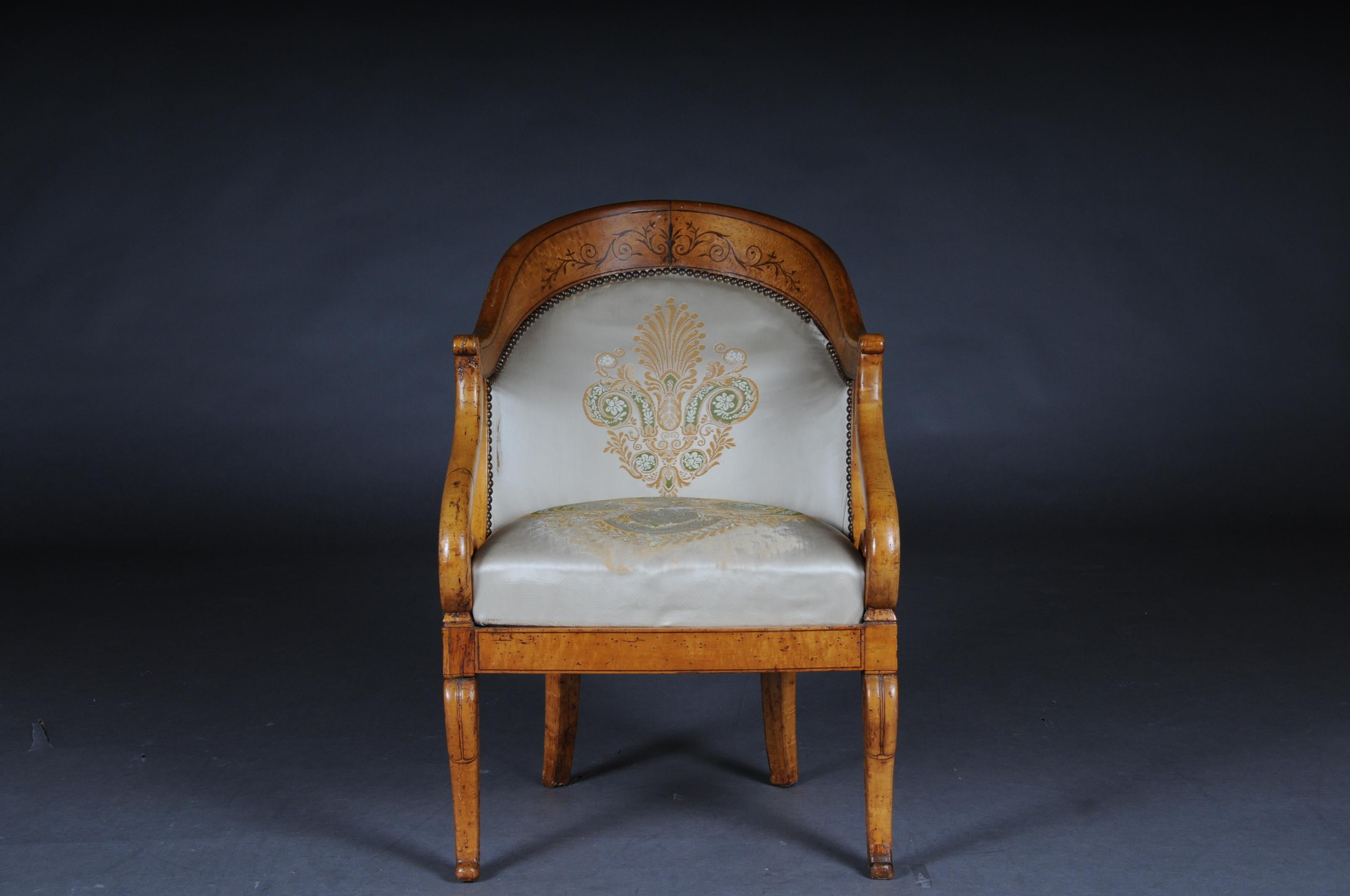 Set of Empire Armchairs / Chairs, Maple Wood, Paris, 1825 For Sale 8