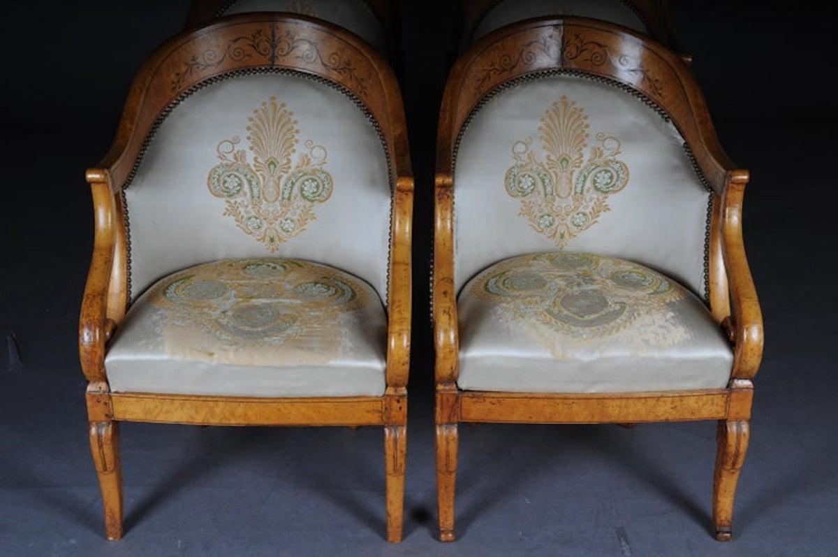 Sculpté à la main Ensemble de fauteuils/chaises Empire, bois d'érable, Paris, 1825 en vente