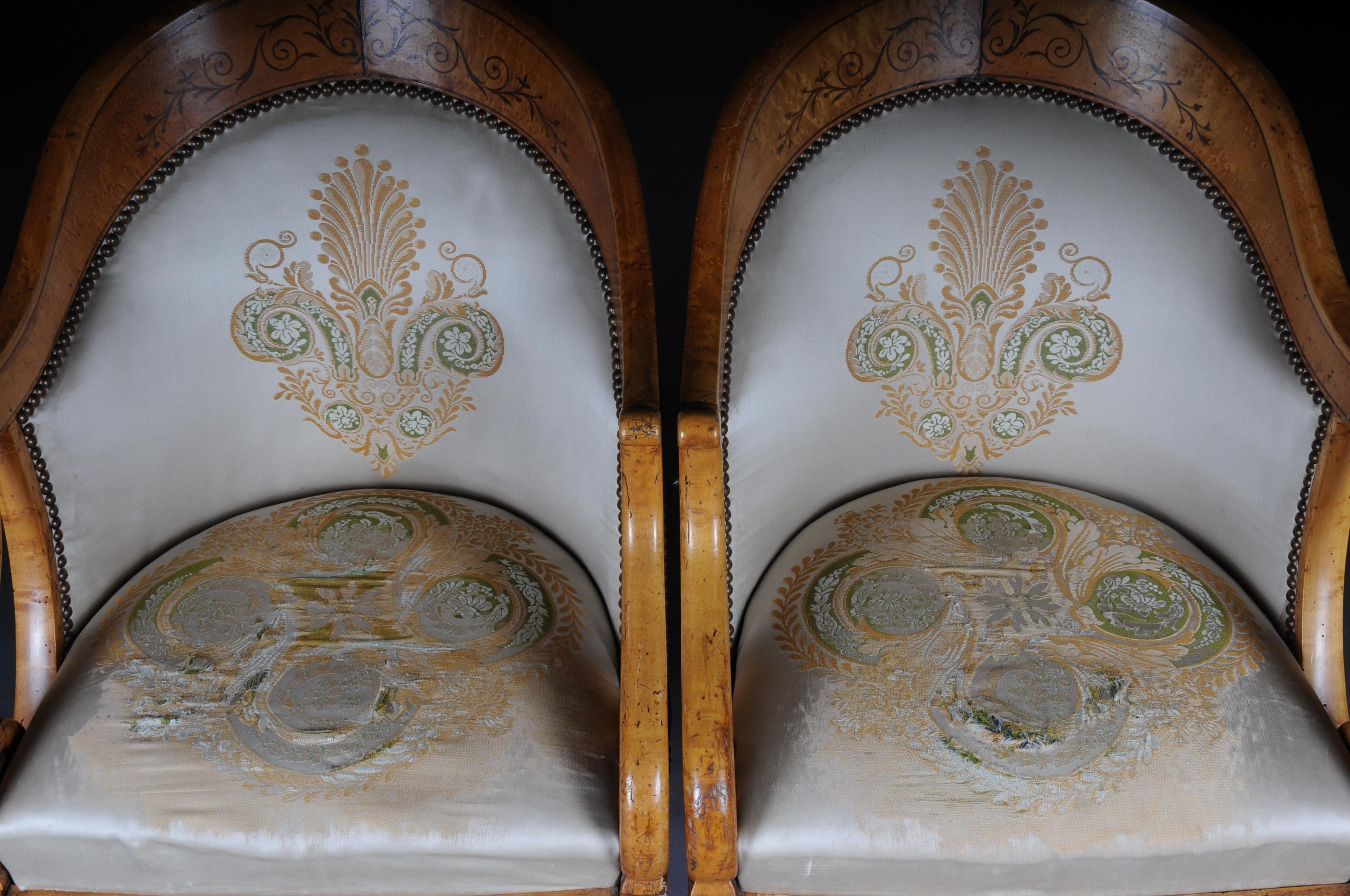 XIXe siècle Ensemble de fauteuils/chaises Empire en bois d'érable, Paris, 1825 en vente