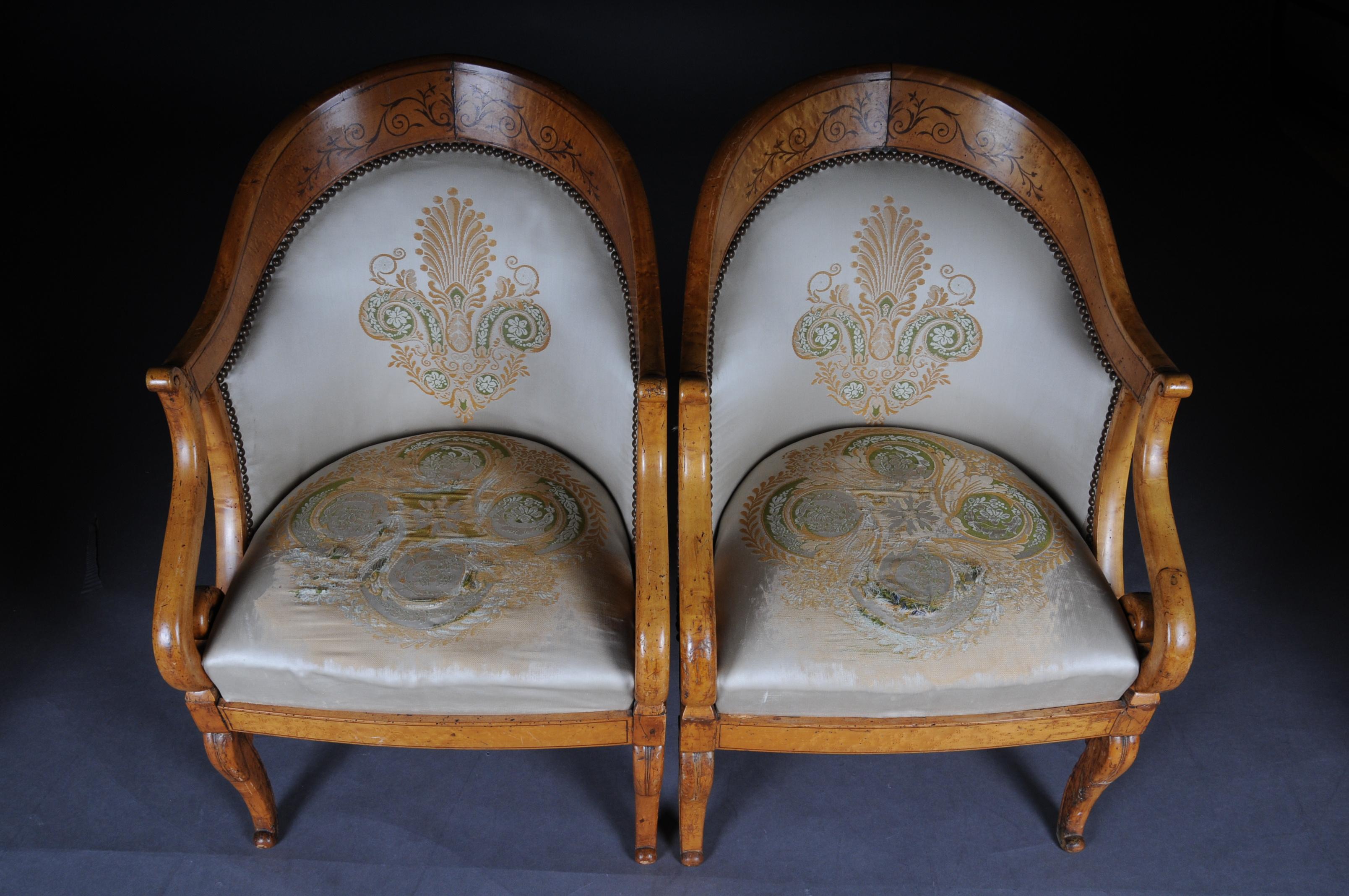 Set of Empire Armchairs / Chairs, Maple Wood, Paris, 1825 For Sale 1