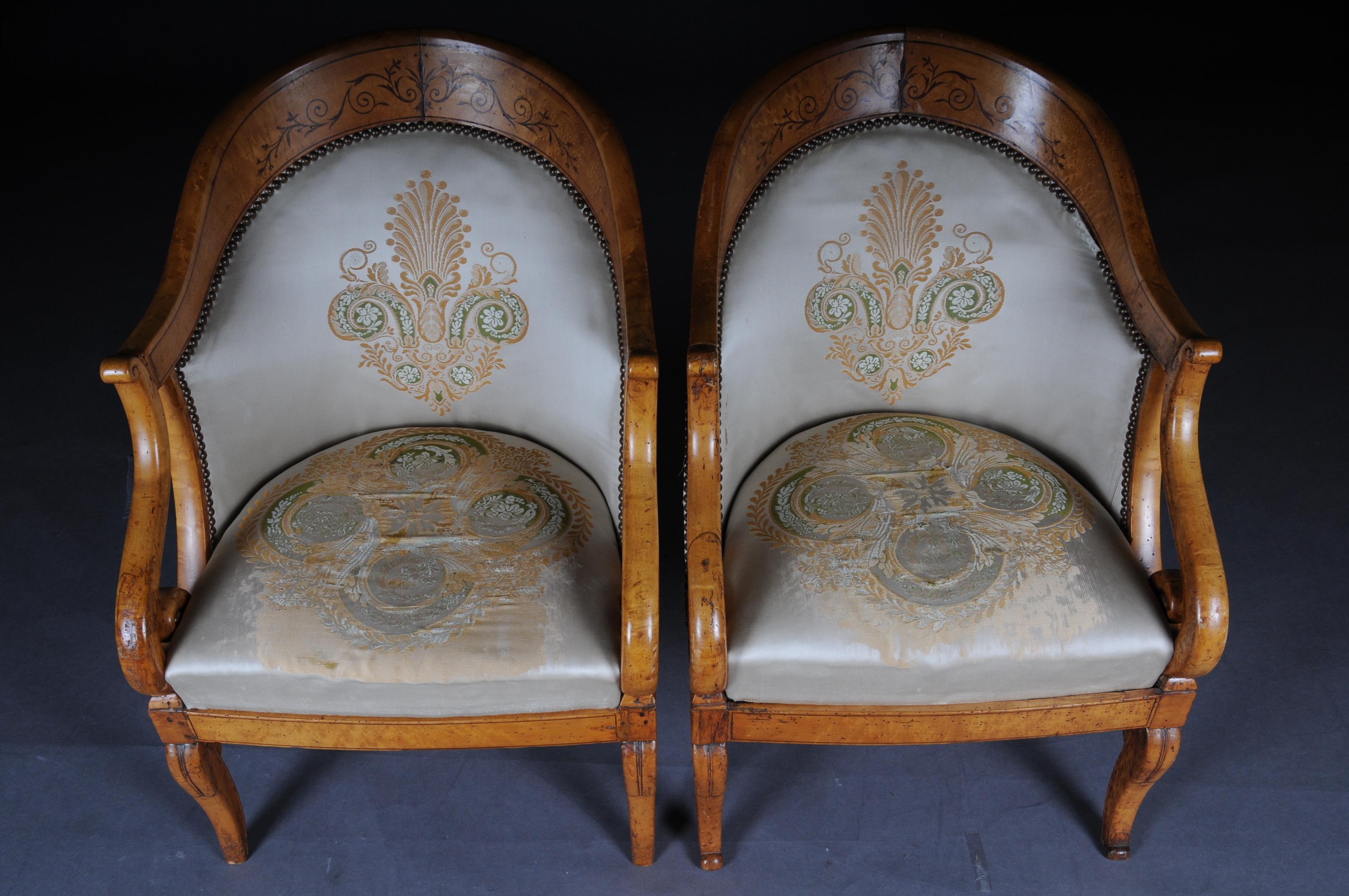 Set of Empire Armchairs / Chairs, Maple Wood, Paris, 1825 For Sale 2