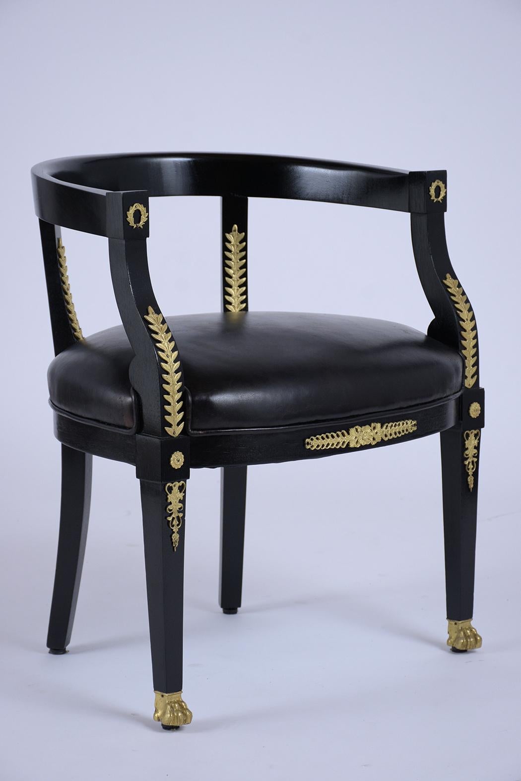 Pair of Ebonized Barrel Back Chairs In Good Condition In Los Angeles, CA