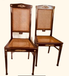 Set of Empire Style Bronze Mounted Cane Chairs