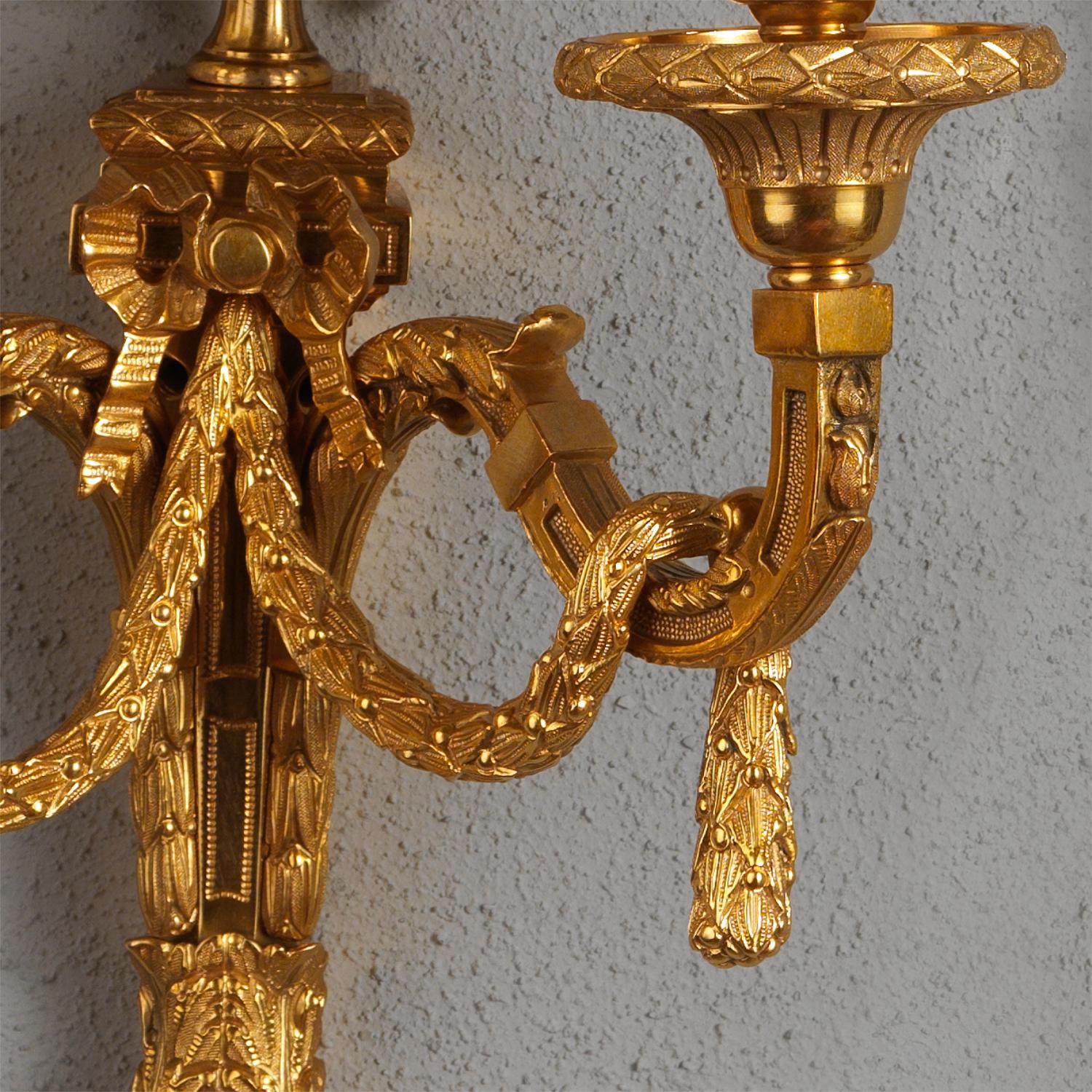 Italian Set of Empire Style Gilt Bronze Wall Sconces by Gherardo Degli Albizzi For Sale