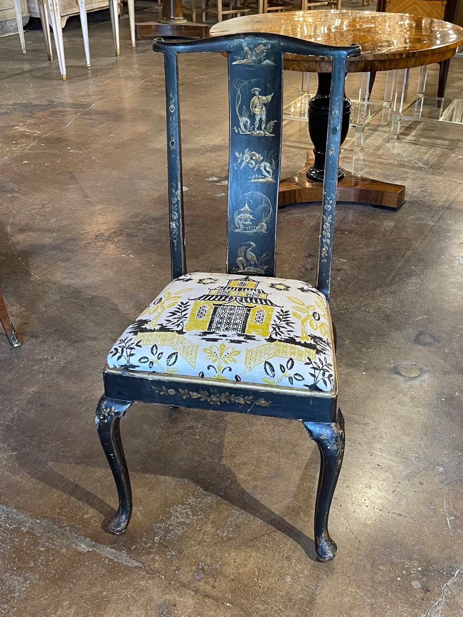 Hand-Painted Set of English 19th Century Chinoiserie Side Chairs