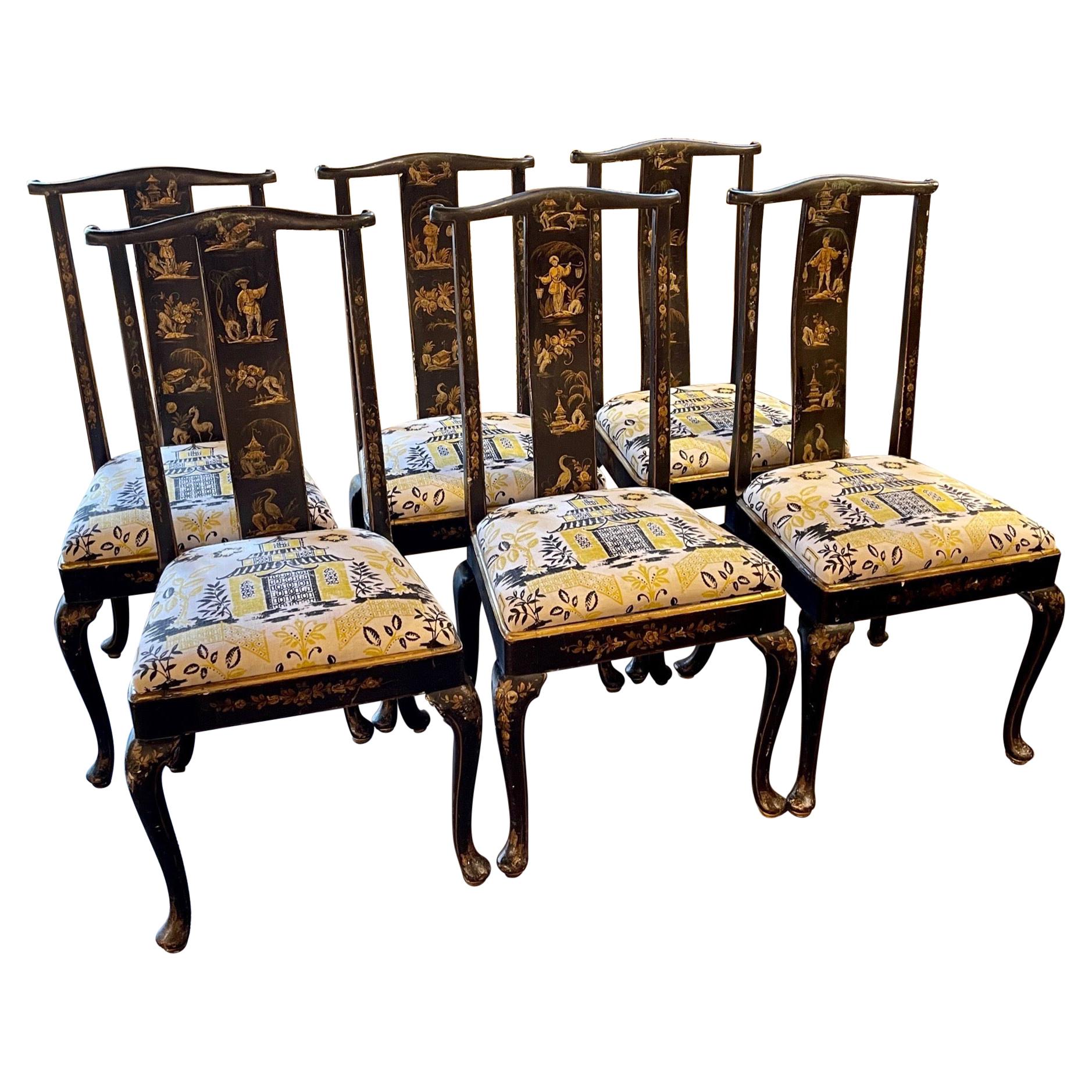 Set of English 19th Century Chinoiserie Side Chairs