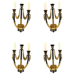 Set of English Bronze Lion Form Wall Sconces