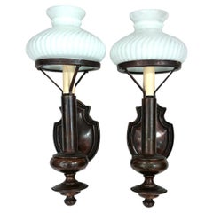 Set di lampade inglesi in bronzo, vendute a coppia