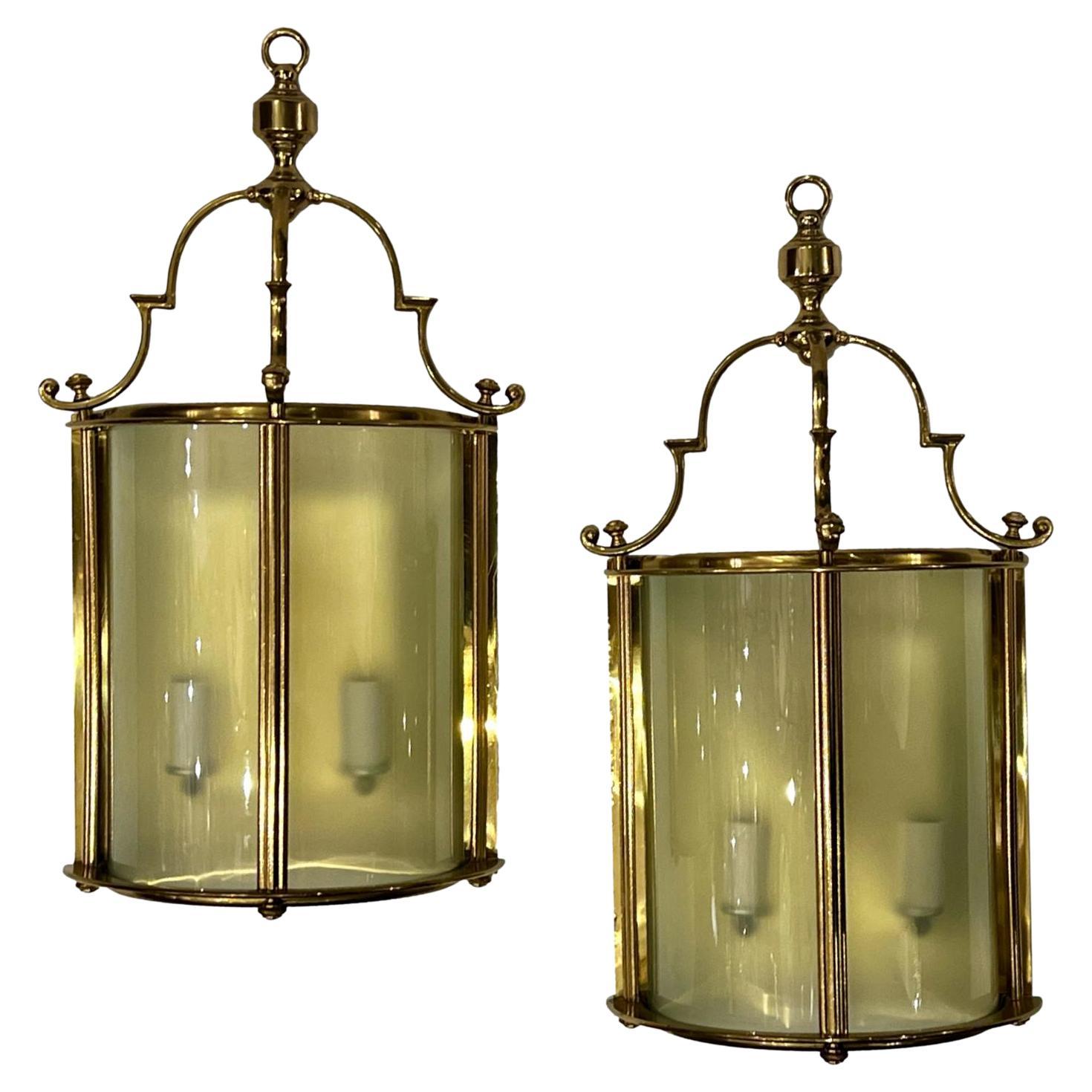 Pair of English Bronze Wall Lanterns For Sale