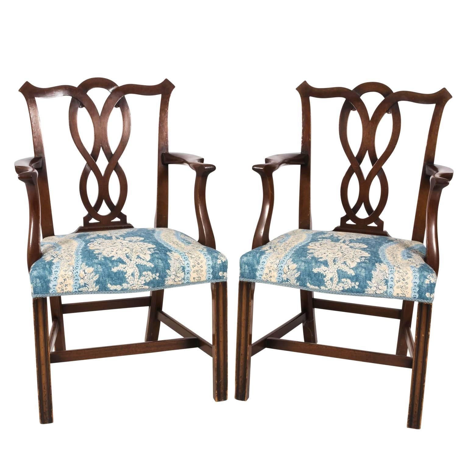 Set of English Chippendale Style Dining Chairs For Sale