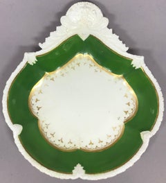 Set of English Green and Gilt Banded Serving Dishes