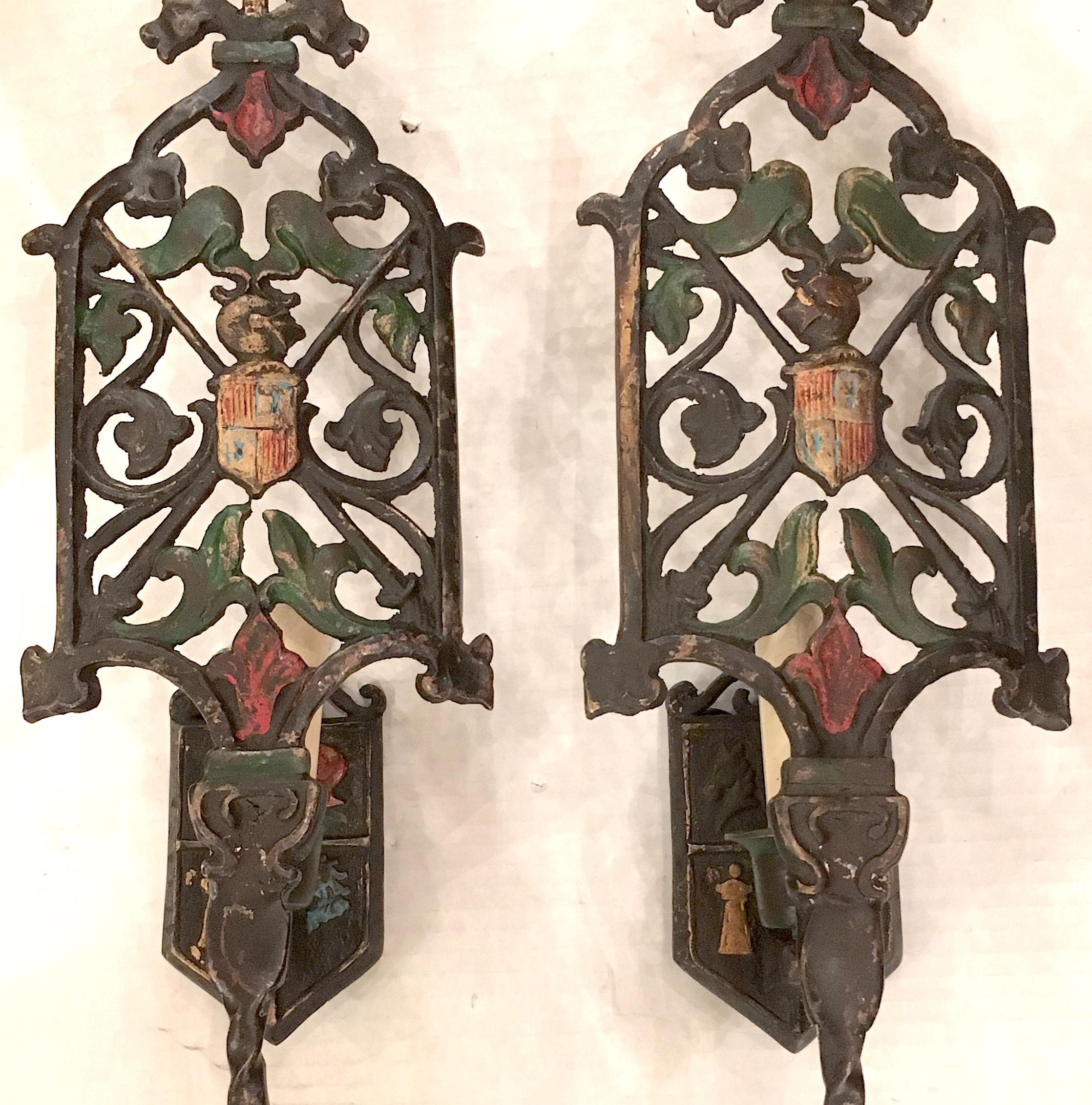 Set of English Hammered Iron Sconces, Sold in Pairs In Good Condition For Sale In New York, NY