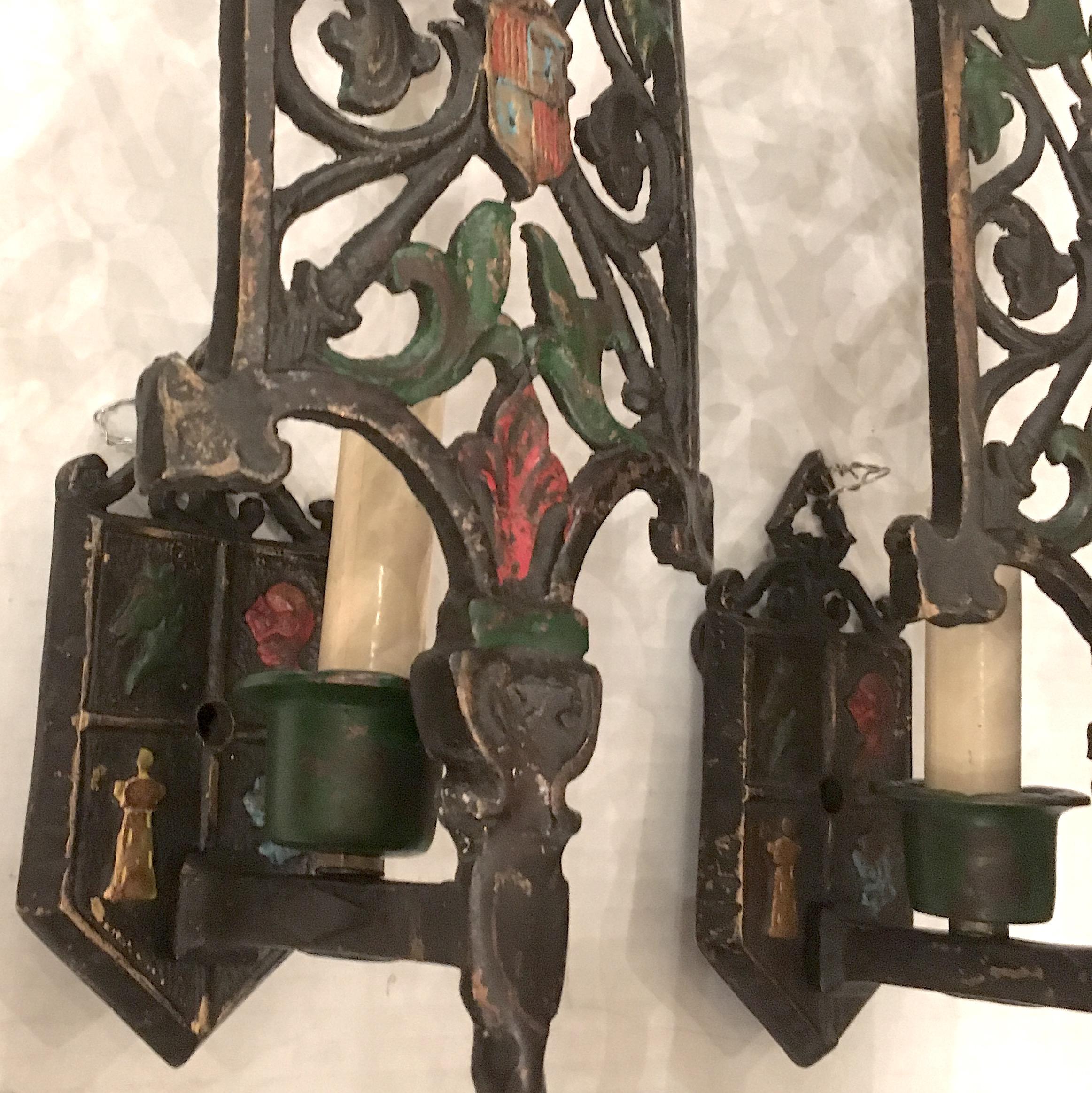 Set of English Hammered Iron Sconces, Sold in Pairs For Sale 2