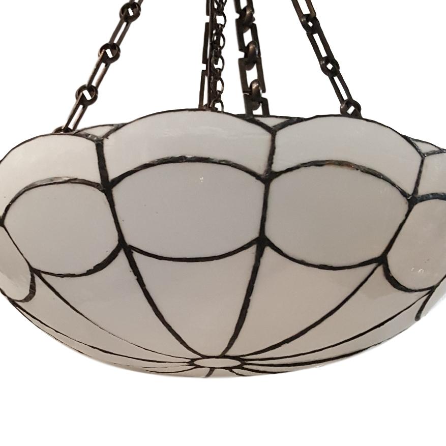 Set of English Leaded Glass Pendant Light Fixtures, Sold Individually In Good Condition For Sale In New York, NY