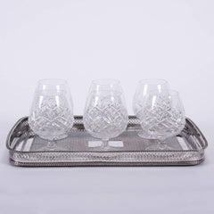 Set of English Mid-20th Century Cut Glass Brandy Glasses