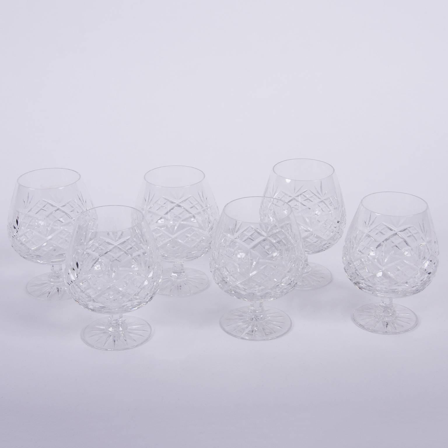 Set of English Mid-20th Century Cut Glass Brandy Glasses In Good Condition For Sale In London, GB