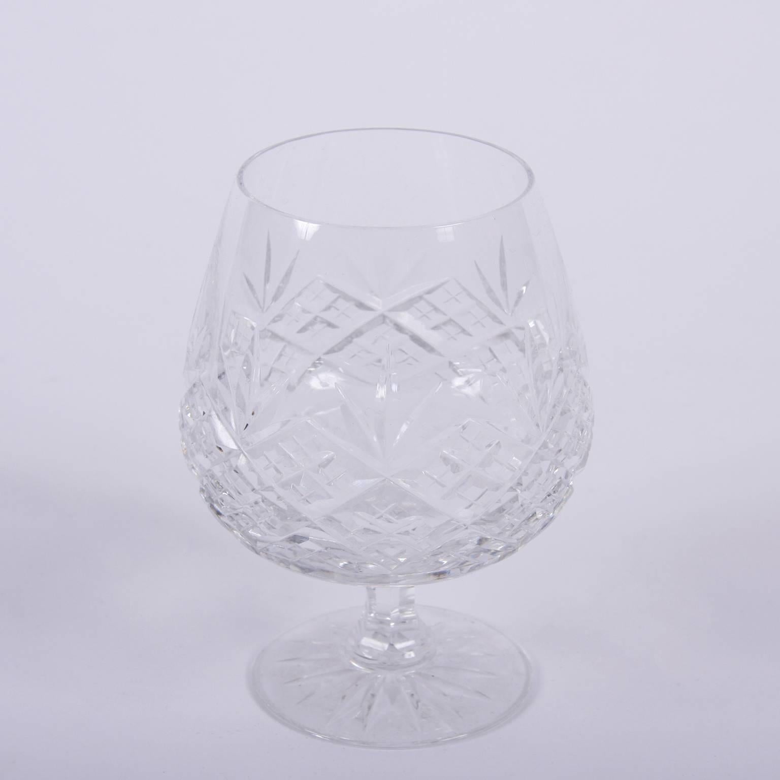 Set of English Mid-20th Century Cut Glass Brandy Glasses For Sale 1