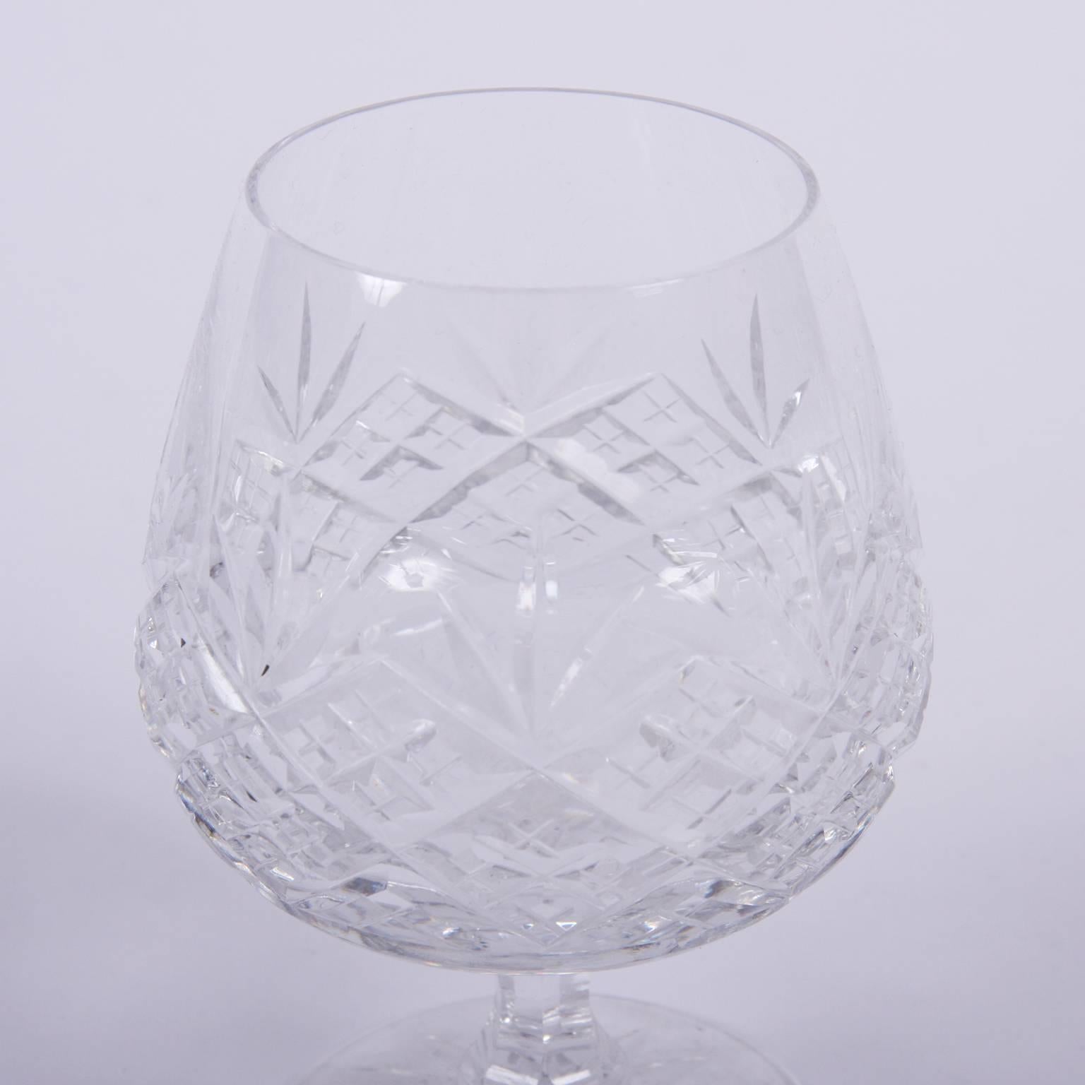 Set of English Mid-20th Century Cut Glass Brandy Glasses For Sale 2