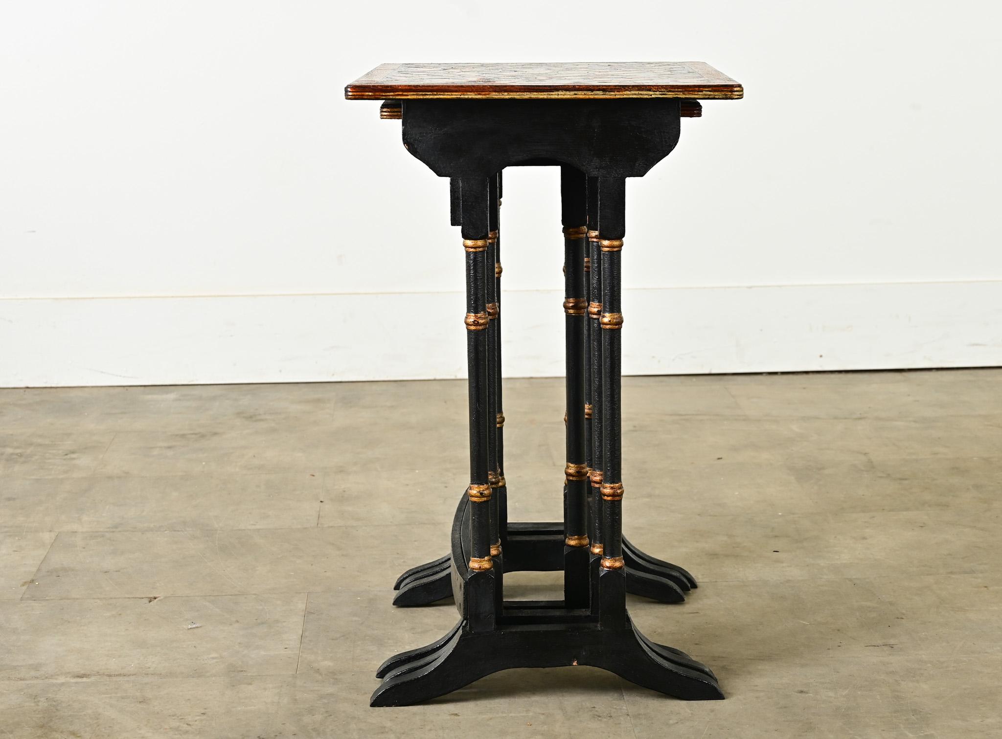 Set of English Nesting Tables with Decoupage 3