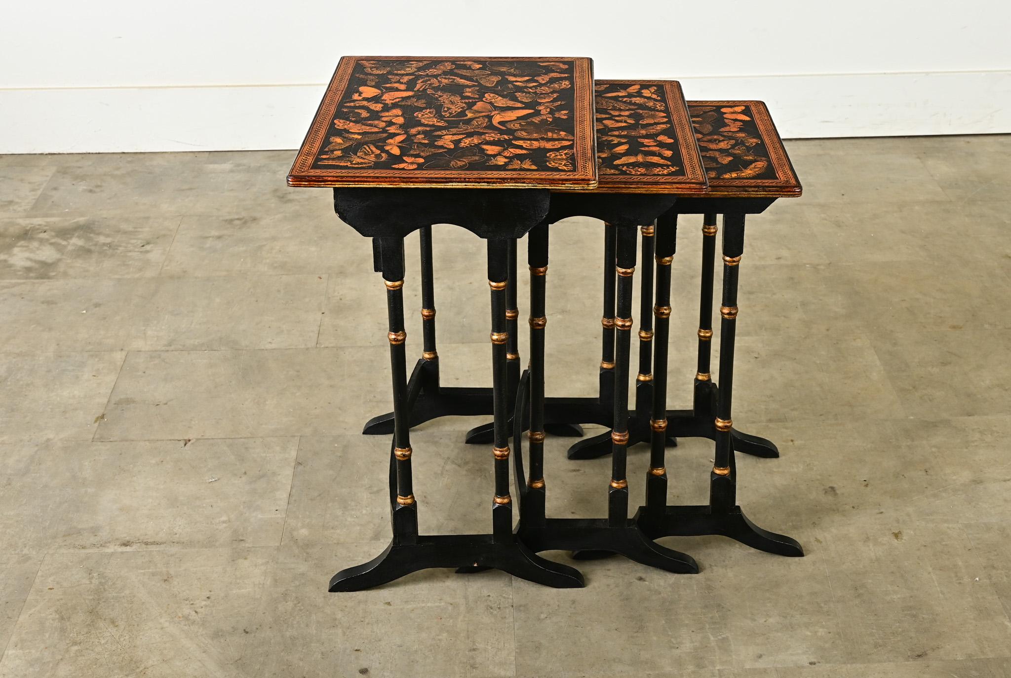 Set of English Nesting Tables with Decoupage 5