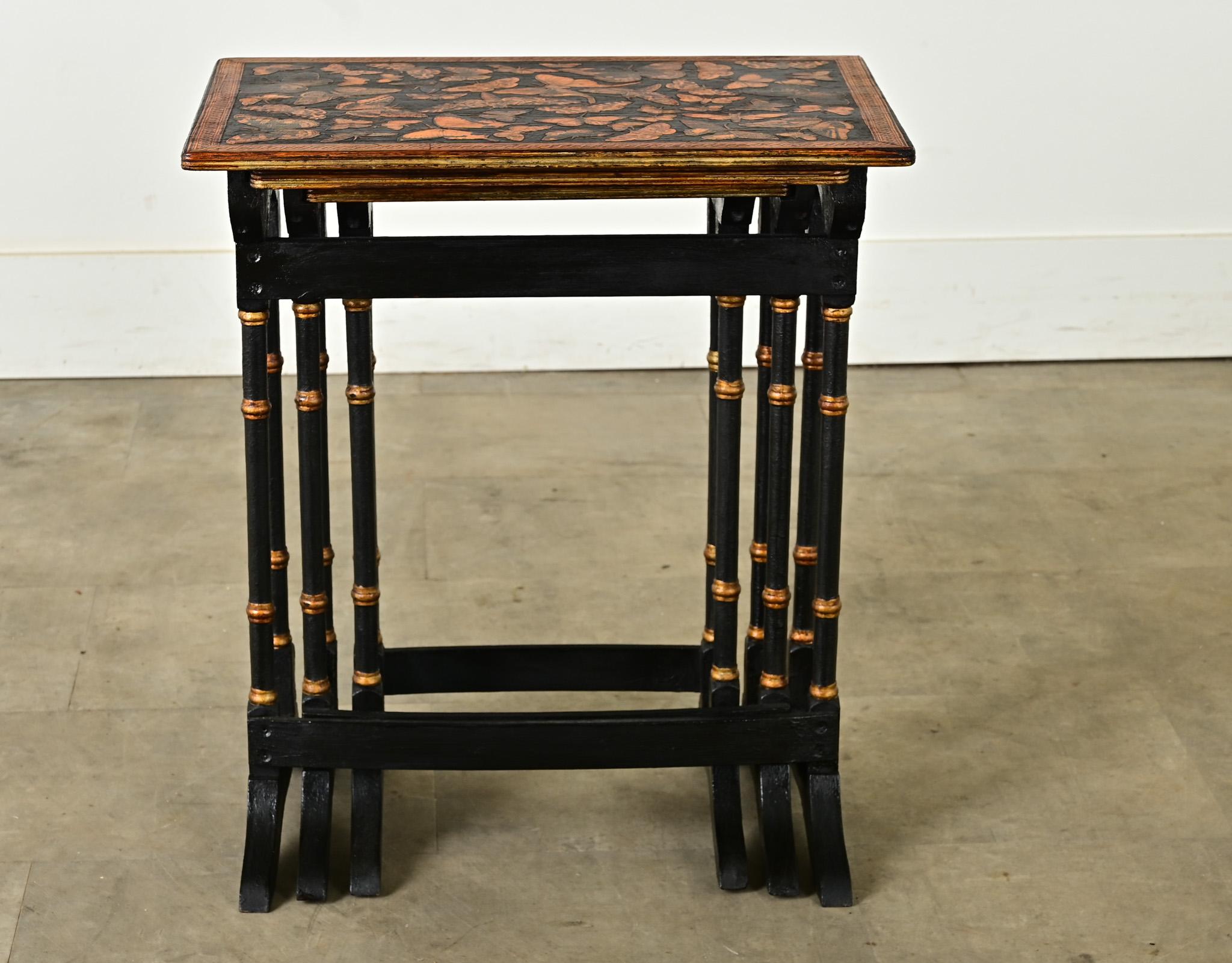 Set of English Nesting Tables with Decoupage 6