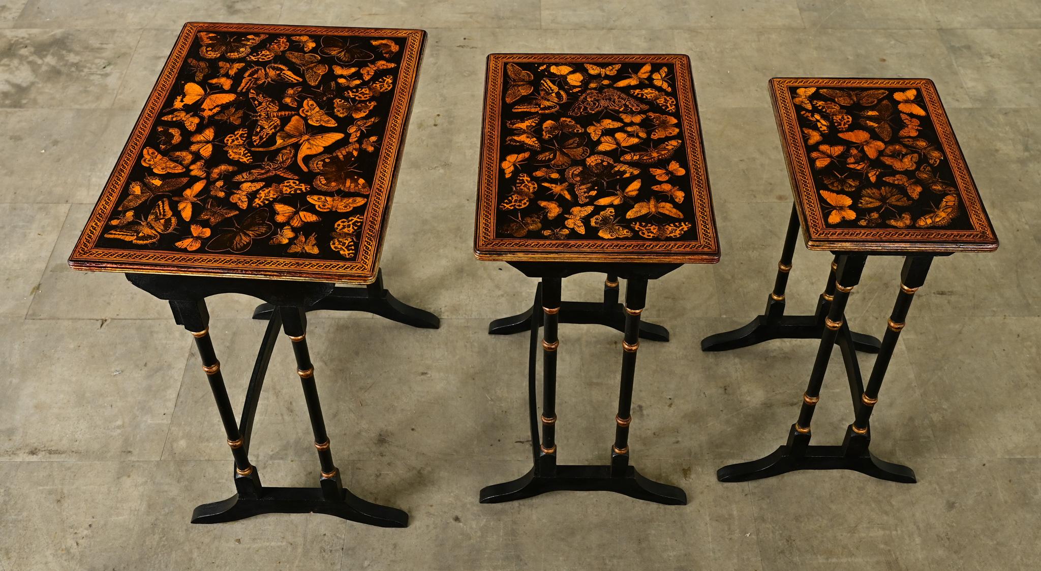 Set of English Nesting Tables with Decoupage 2