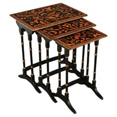 Set of English Nesting Tables with Decoupage
