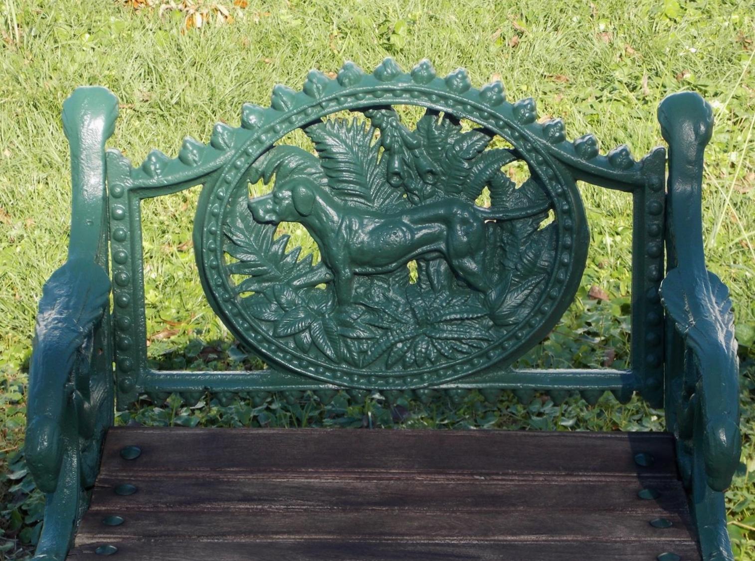 Indian Asian Set of Three Cast Iron and Powered Coated Garden Benches, 20th Century
