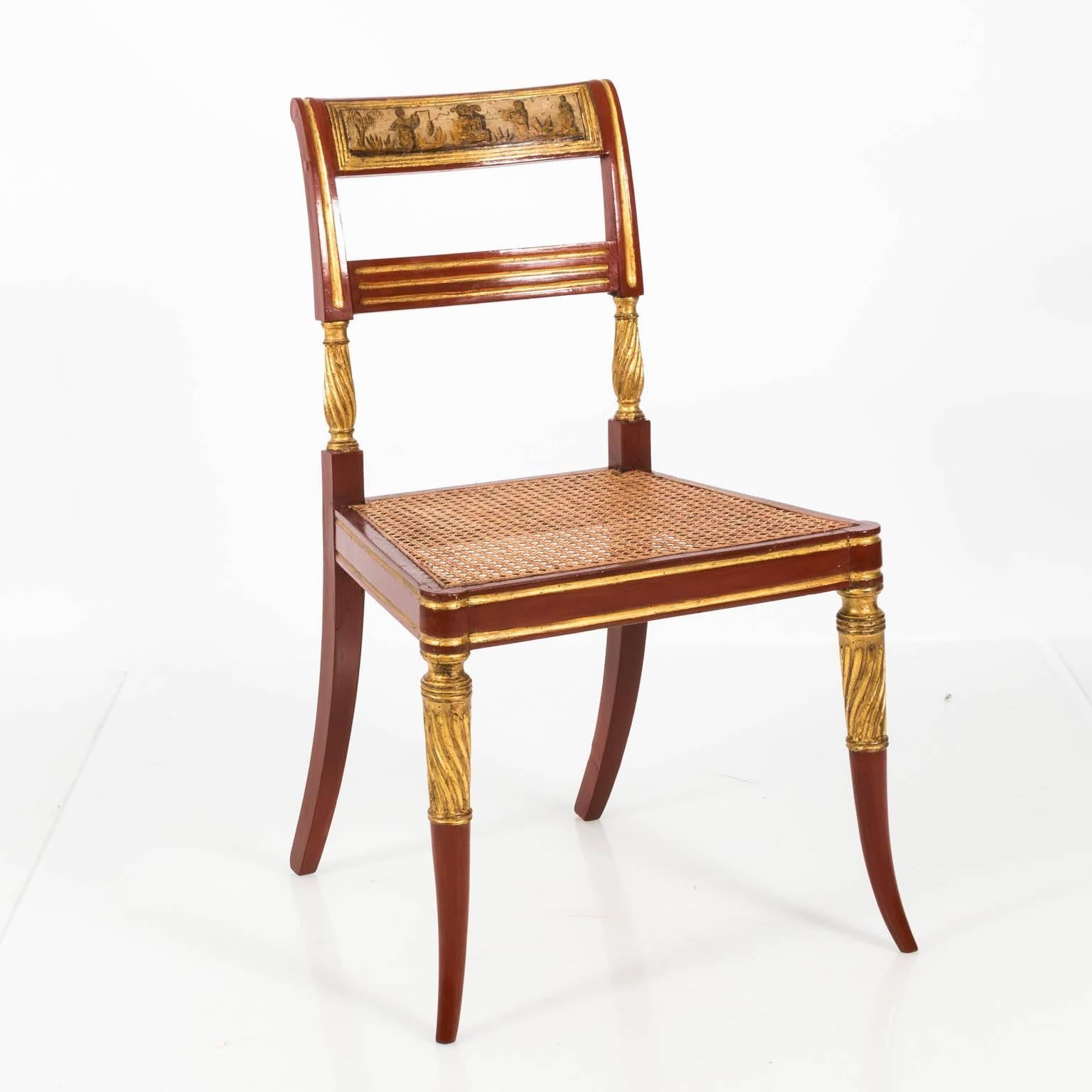 Cane Set of English Regency Side Chairs