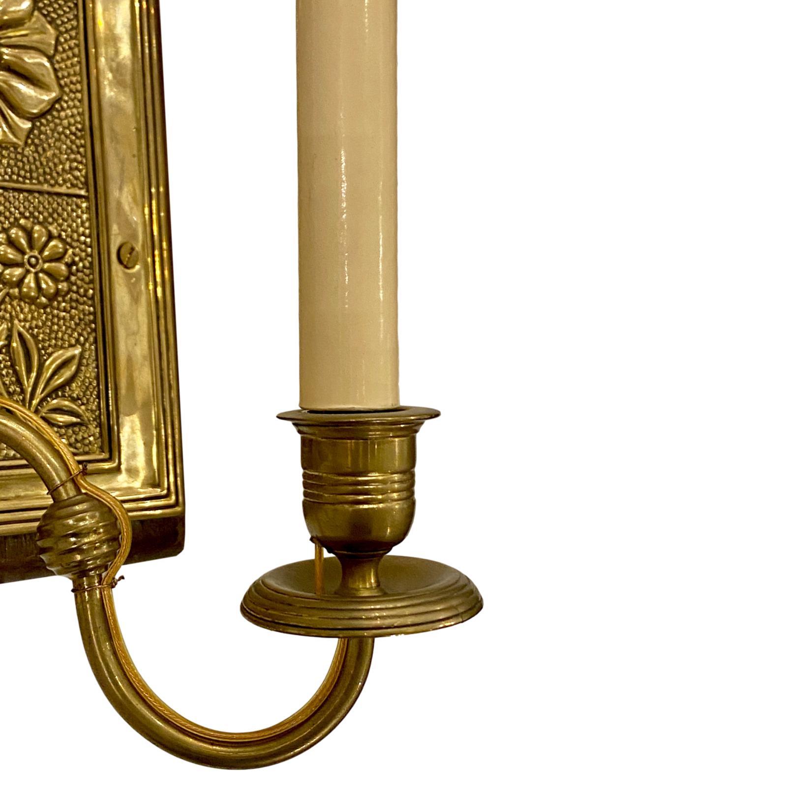 Set of English Repoussé Metal Sconces, Sold Per Pair In Good Condition For Sale In New York, NY