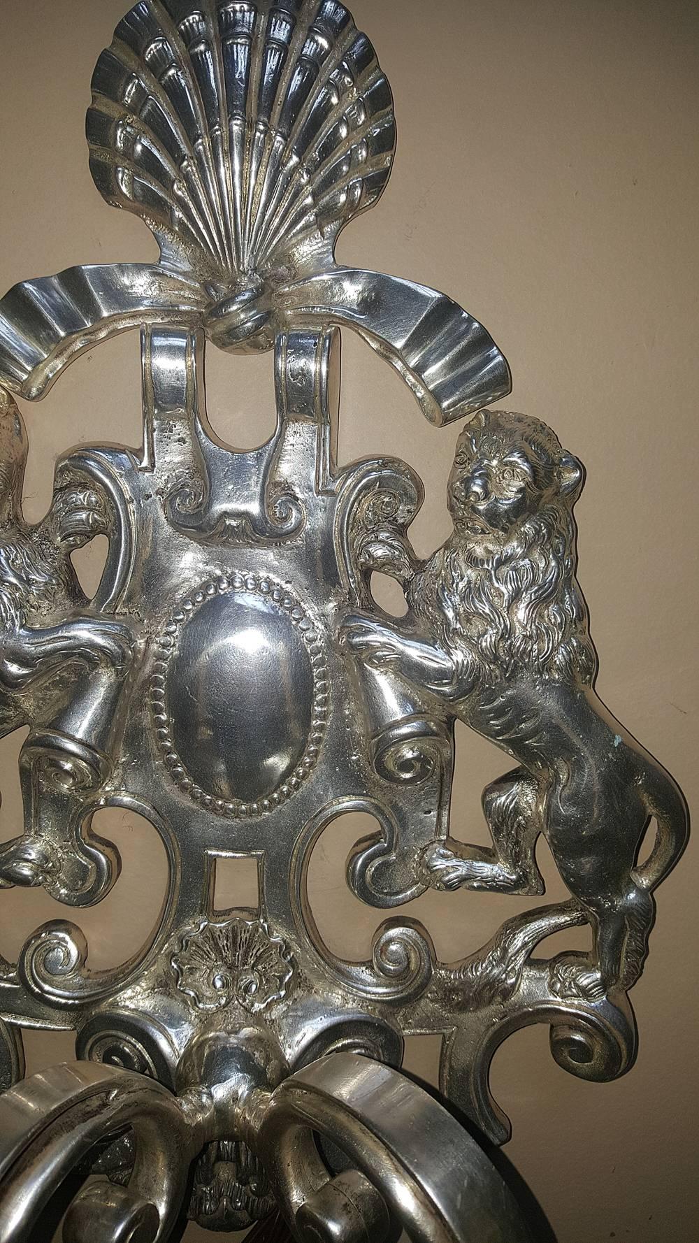 Set of English Silver Plated Sconces, Sold in Pairs In Good Condition For Sale In New York, NY