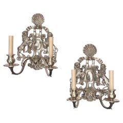 Set of English Silver Plated Sconces, Sold in Pairs