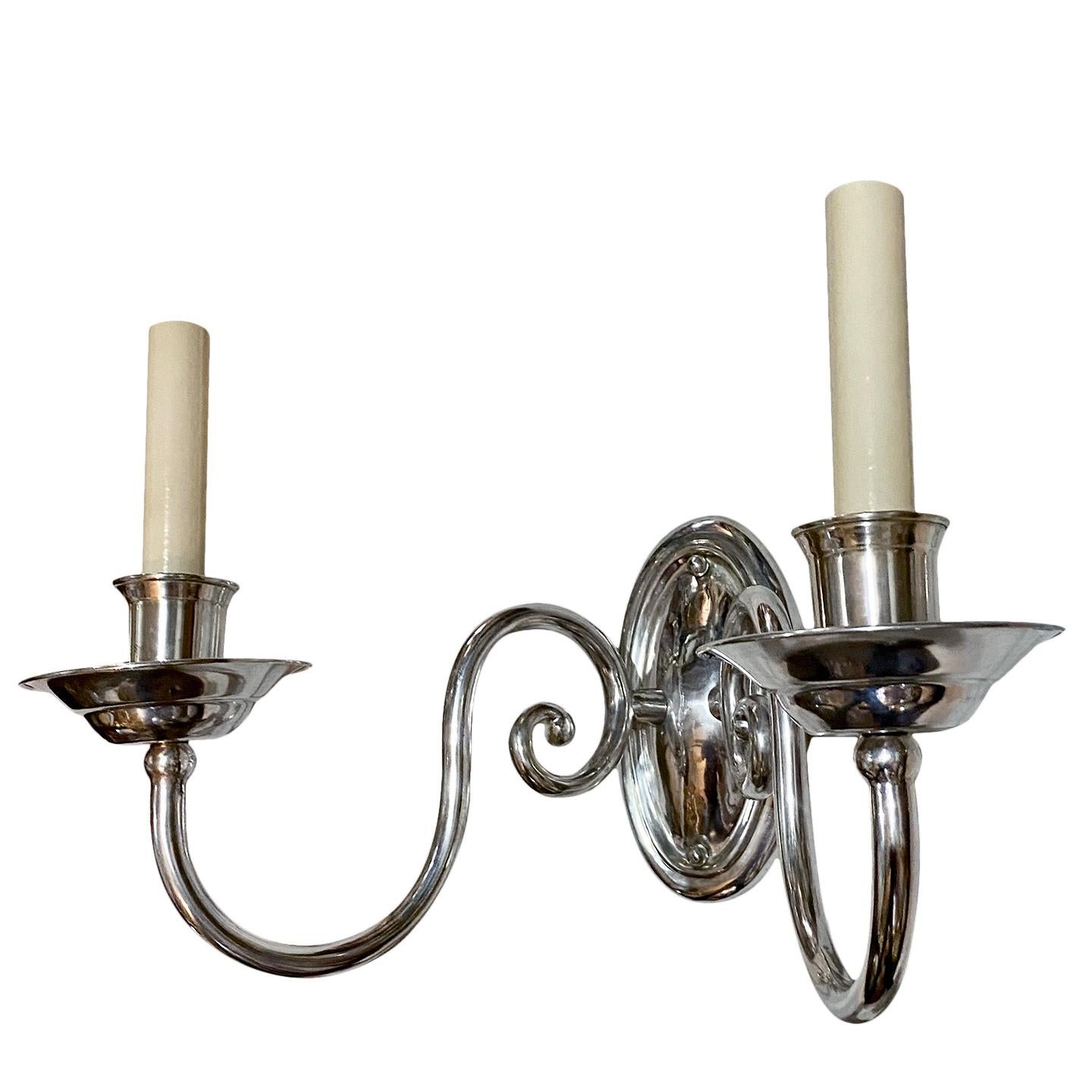 Set of English Silver Plated Sconces, Sold Per Pair In Good Condition For Sale In New York, NY