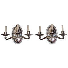 Antique Set of English Silver Plated Sconces, Sold Per Pair