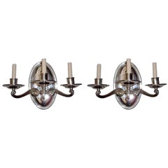 Set of English Silver Plated Sconces, Sold Per Pair