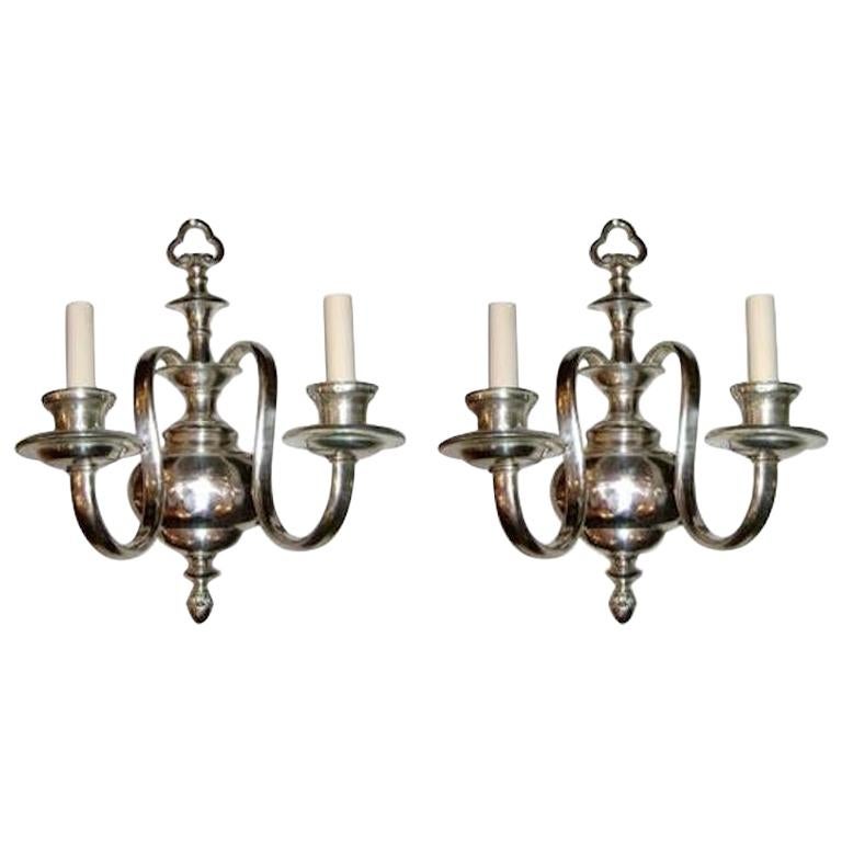 Set of English Silver Plated Sconces, Sold Per Pair For Sale