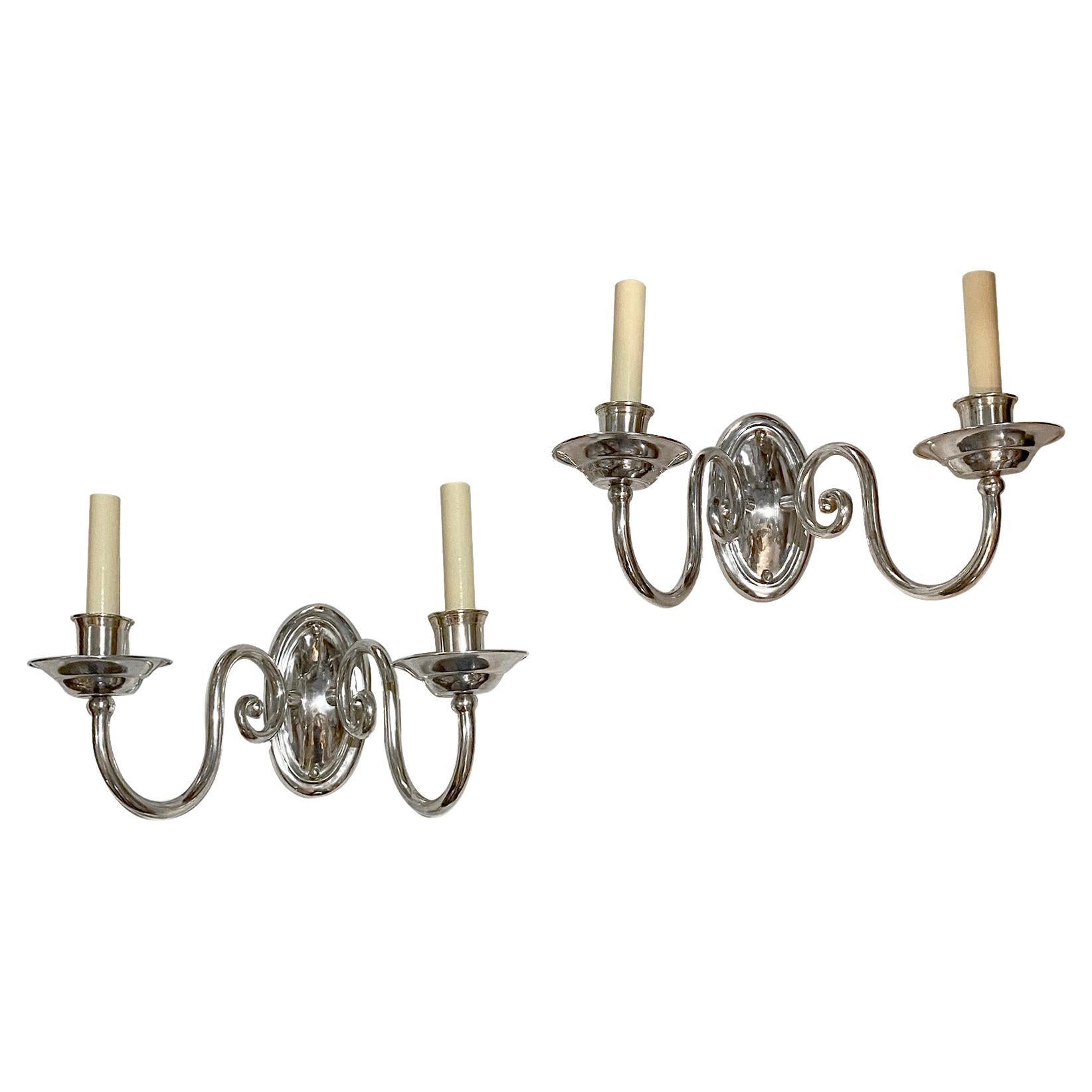 Set of English Silver Plated Sconces, Sold Per Pair For Sale