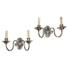 Vintage Set of English Silver Plated Sconces, Sold Per Pair