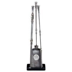 Antique Set of English Steel Fire Tools