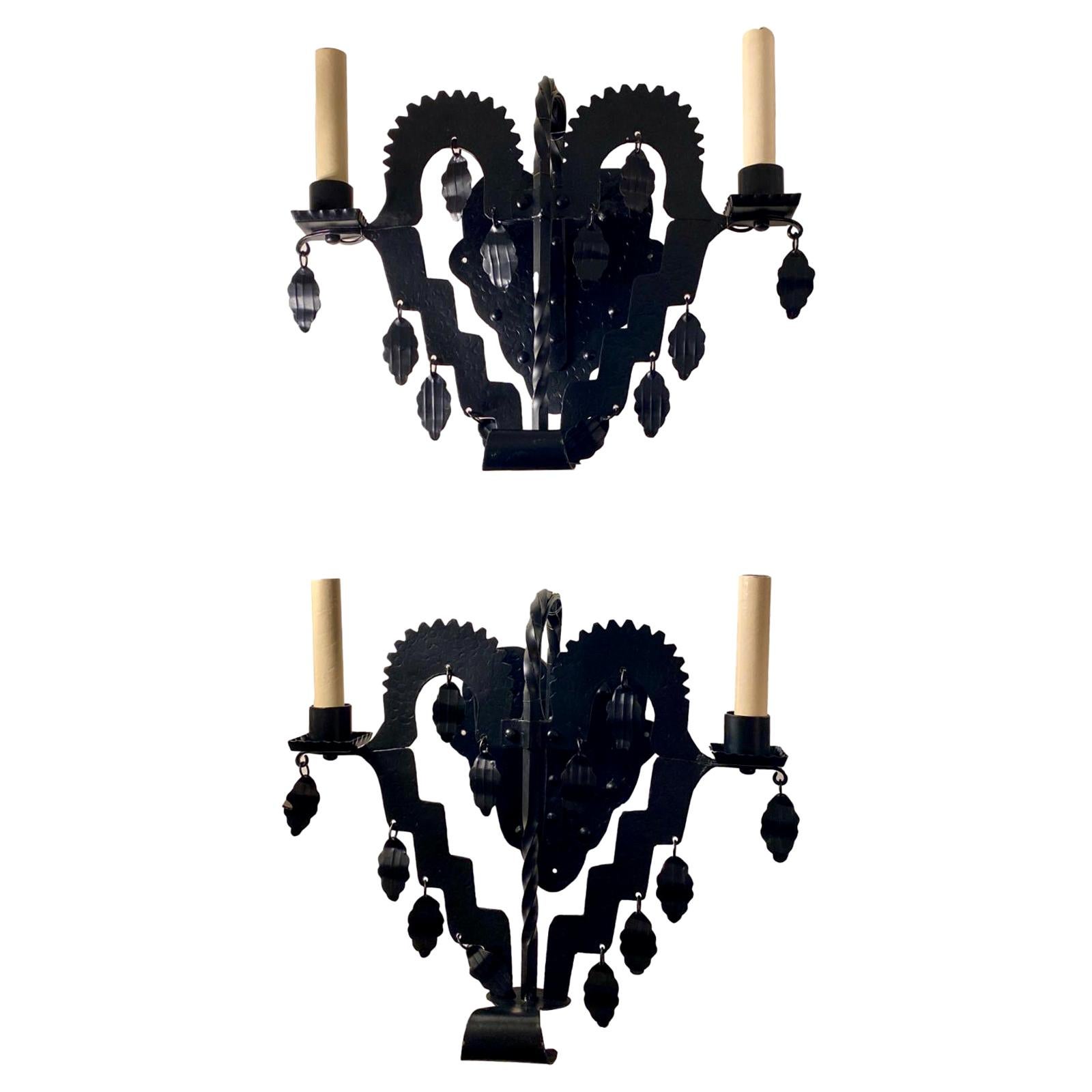 Set of English Wrought Iron Sconces, Sold Per Pair For Sale