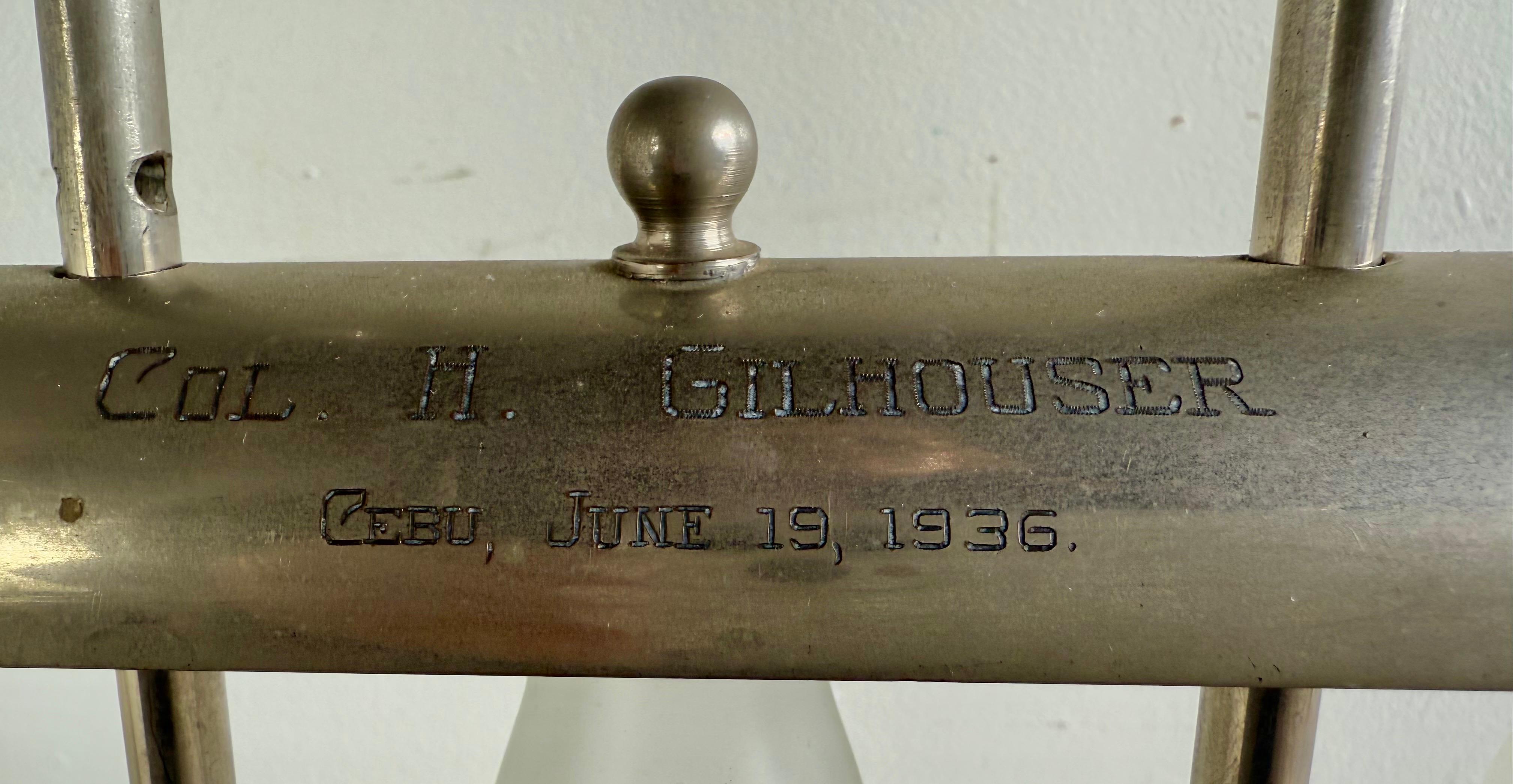 Set of Etched Polo Player Bottles in Silver Tantalus C. 1930's In Distressed Condition For Sale In Los Angeles, CA