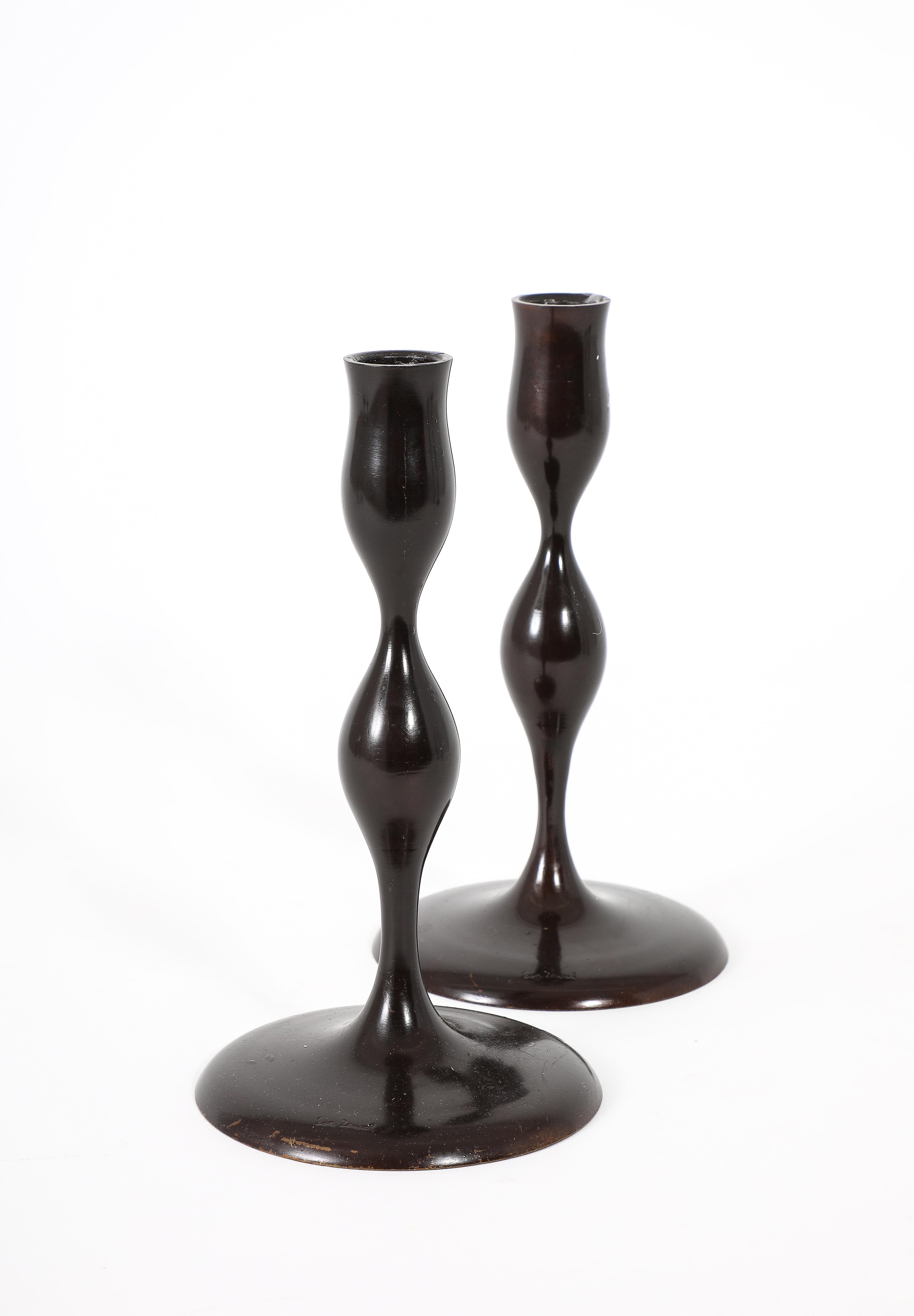 Bronze Set of Eva Zeisel Candlesticks, USA 2007 For Sale